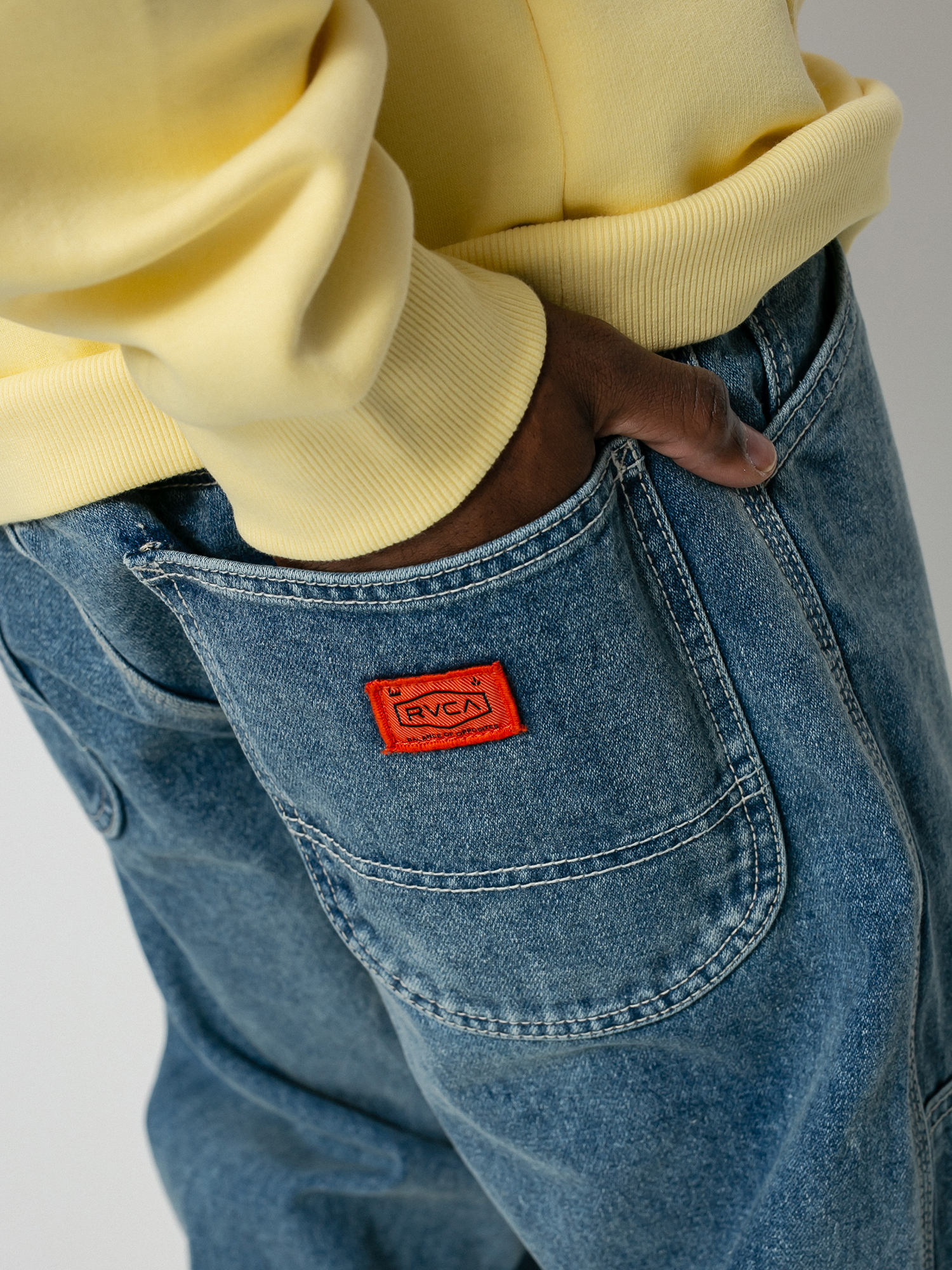 RVCA Chainmail Denim Pants (bkn blue wash)
