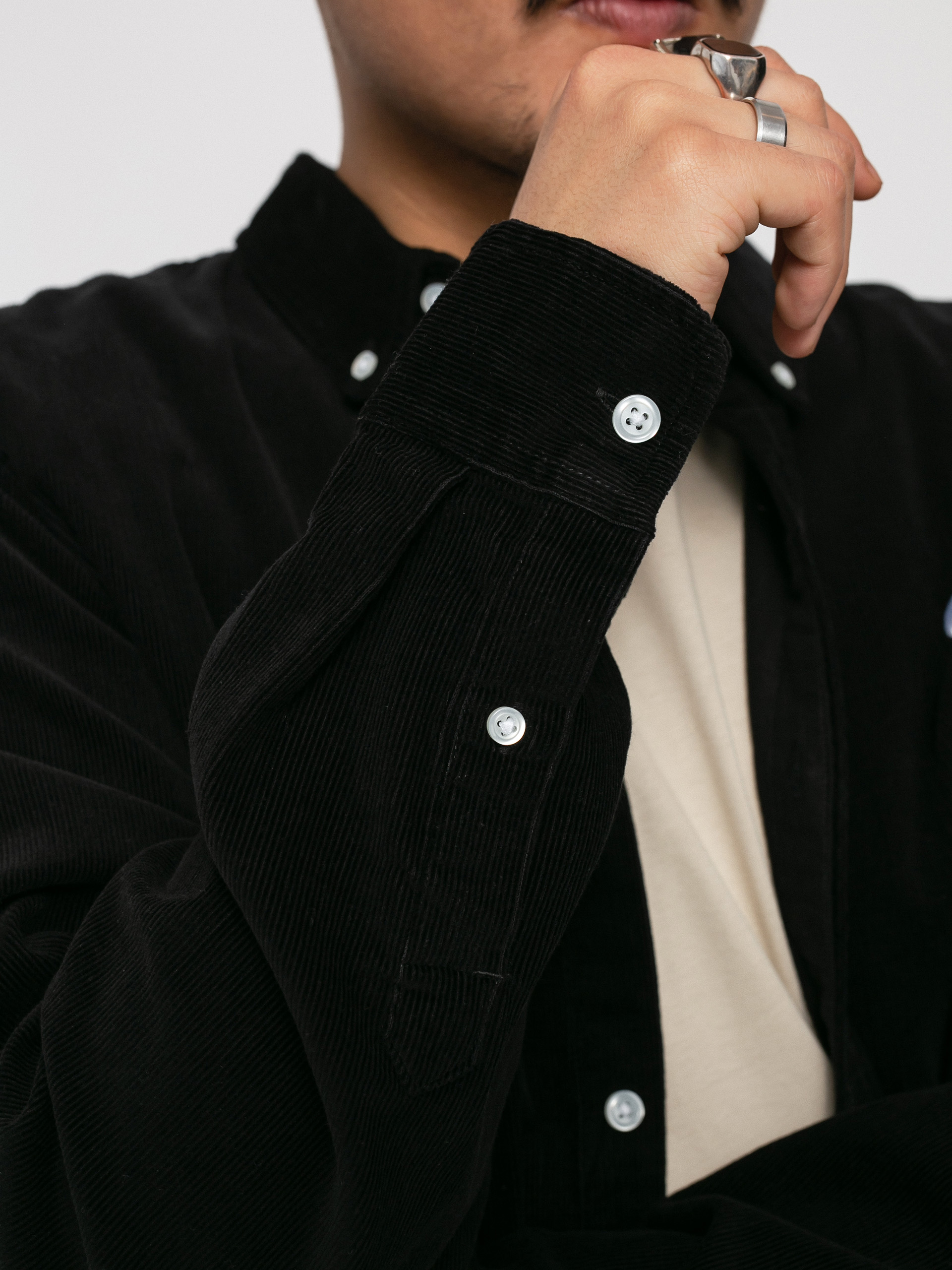 Carhartt WIP Madison Fine Cord Shirt (black/white)