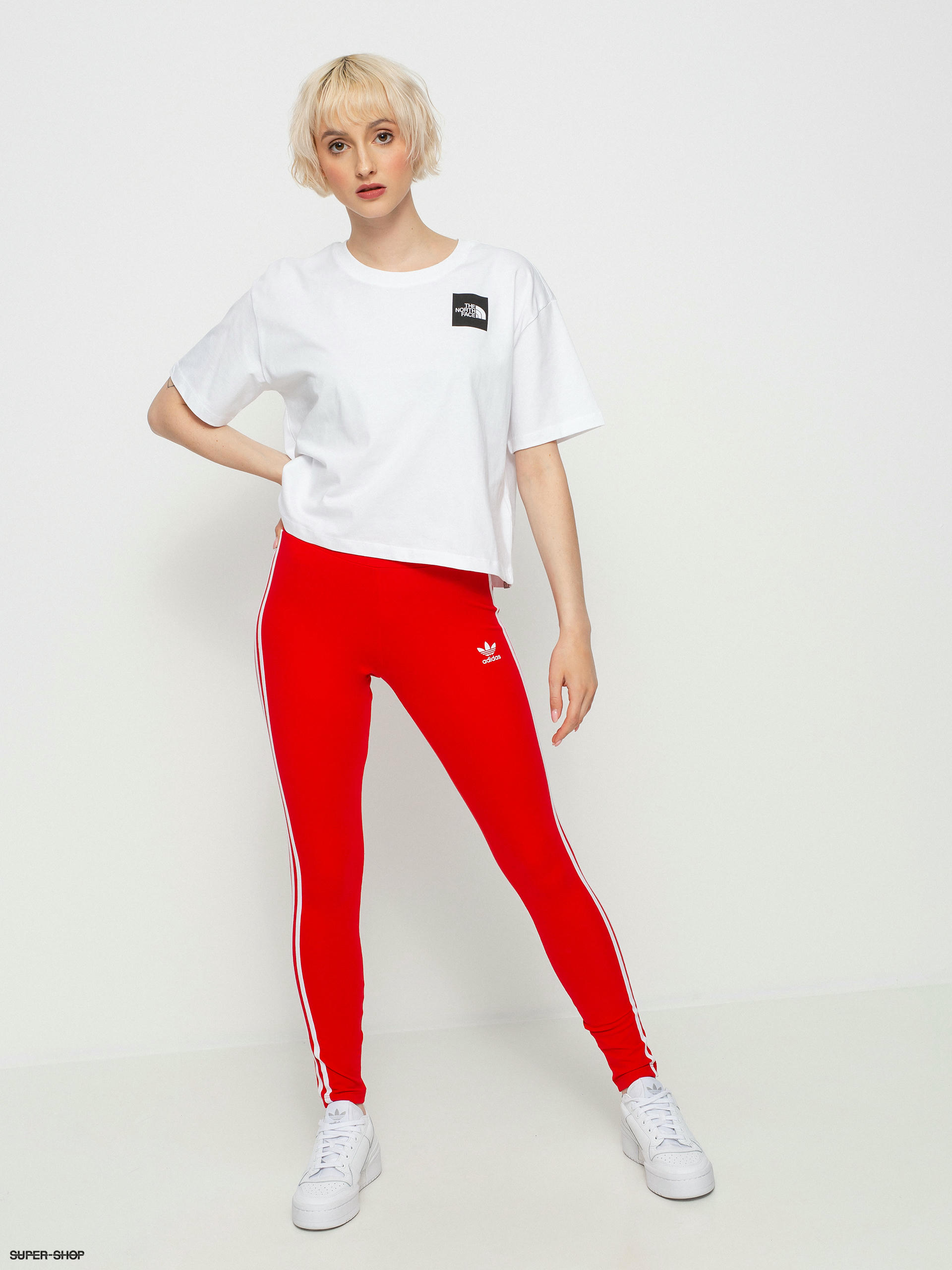 Red and white sales adidas leggings