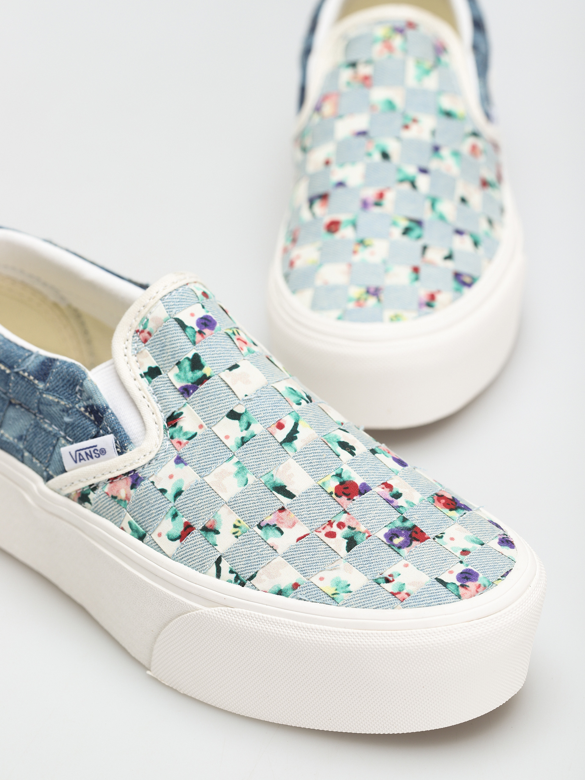 Vans Classic Slip On Stackform Shoes (woven/denim/floral)