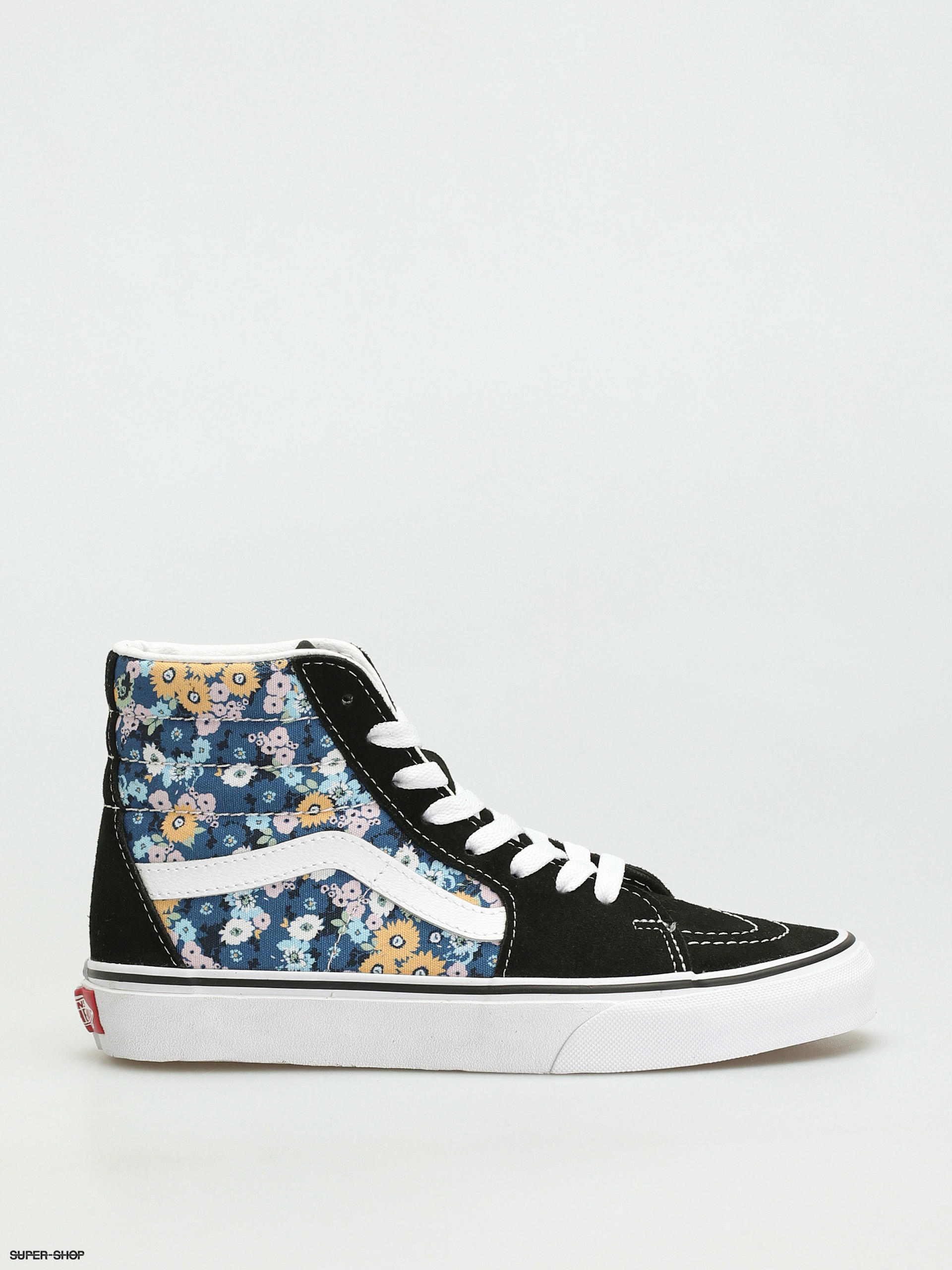 black high top vans with flowers