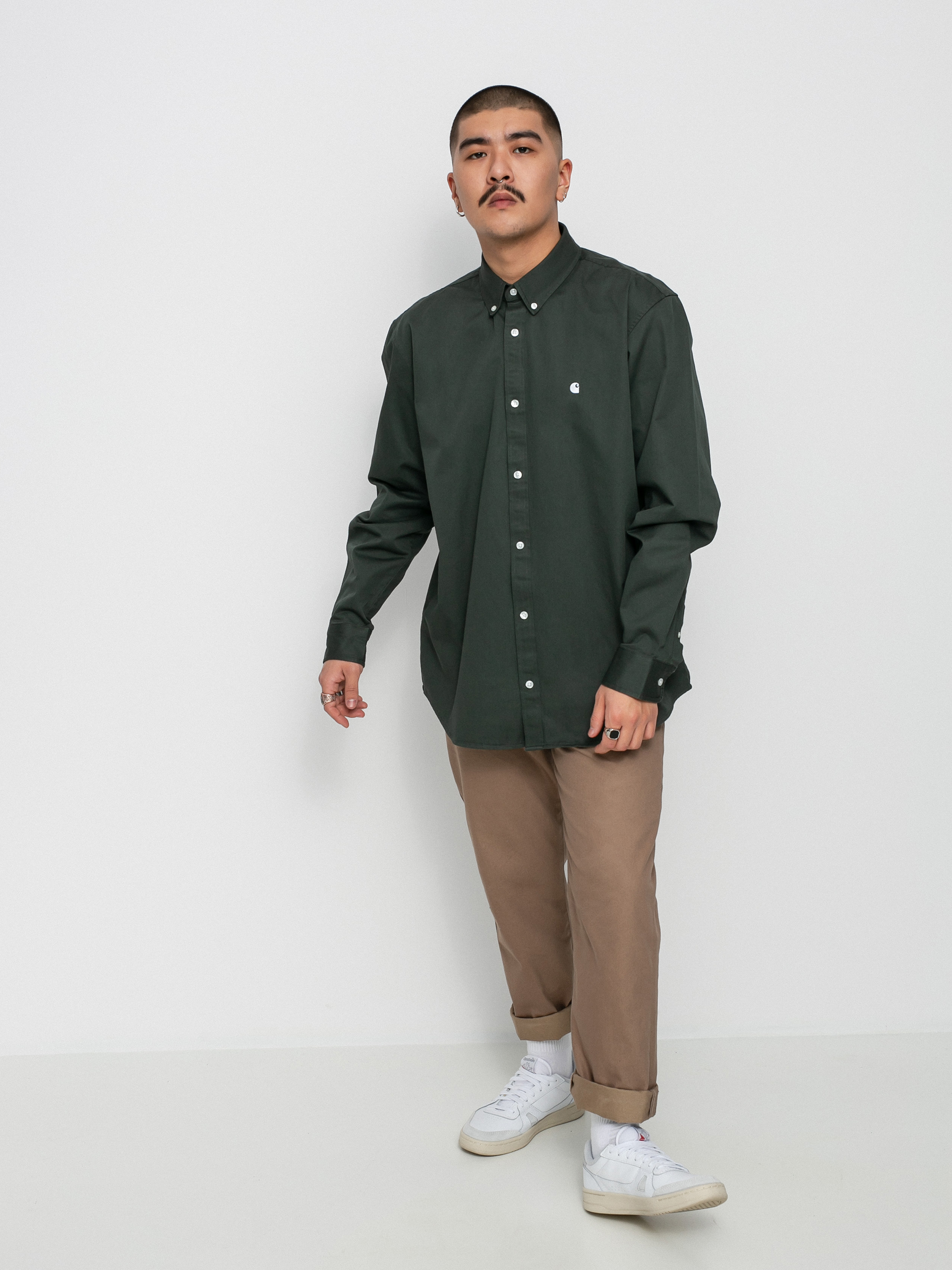 Carhartt WIP Madison Hemd (hemlock green/white)