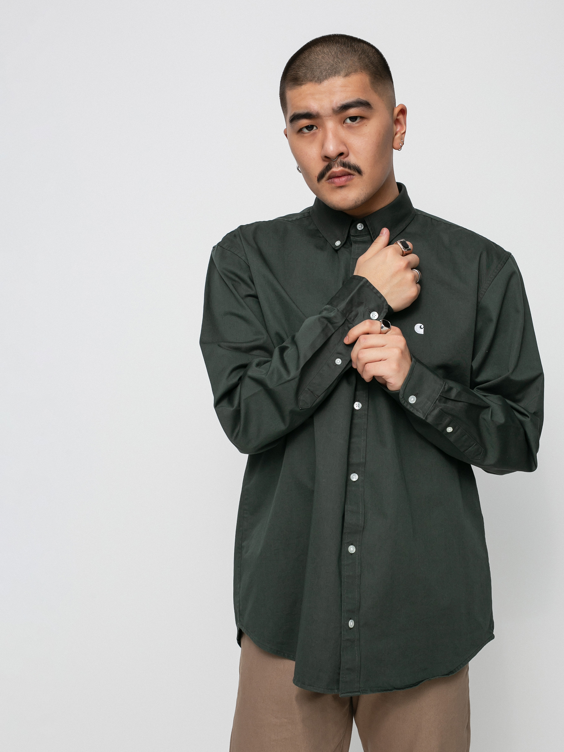 Carhartt WIP Madison Shirt (hemlock green/white)