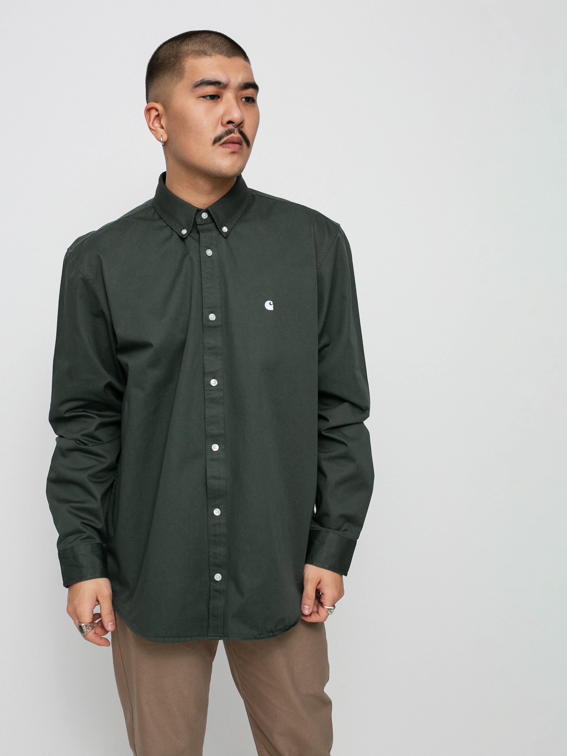Carhartt WIP Madison Shirt (hemlock green/white)