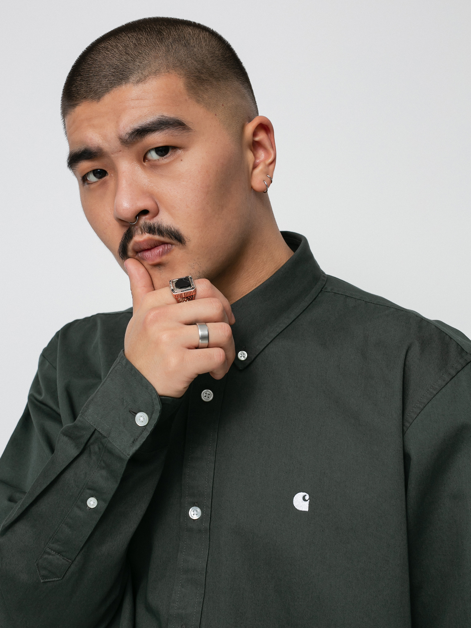 Carhartt WIP Madison Shirt (hemlock green/white)