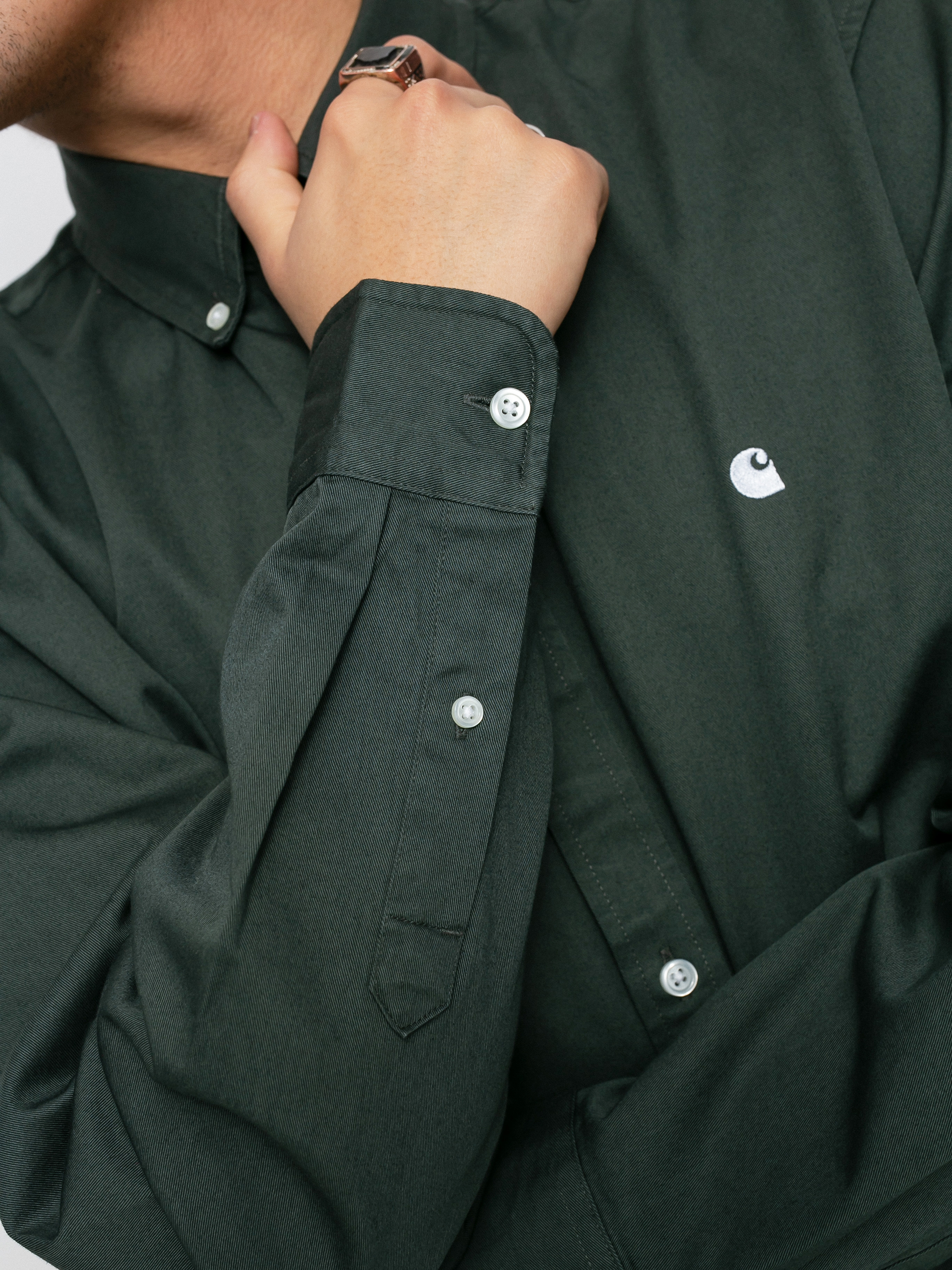 Carhartt WIP Madison Shirt (hemlock green/white)