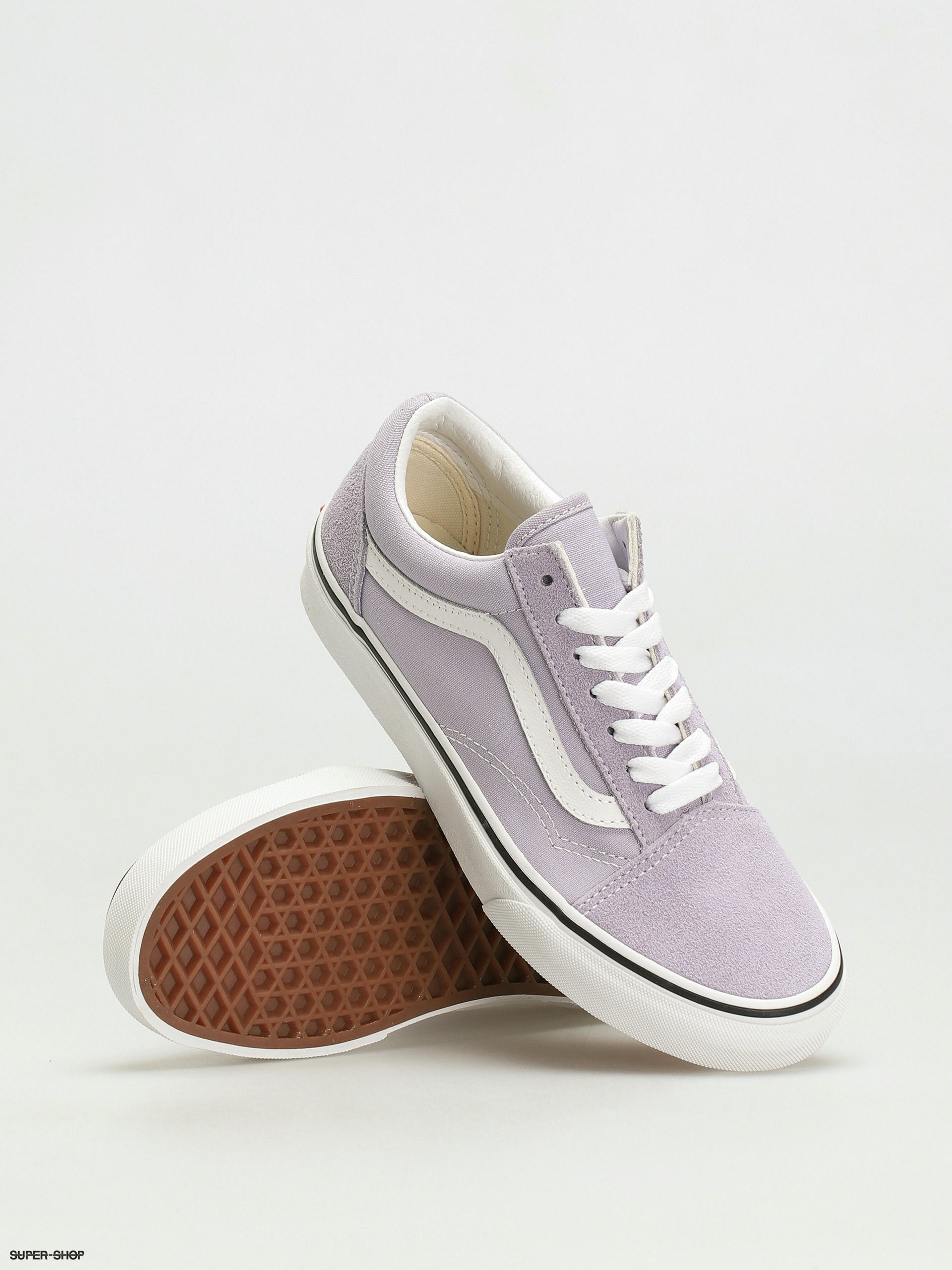 Lavender and white store vans