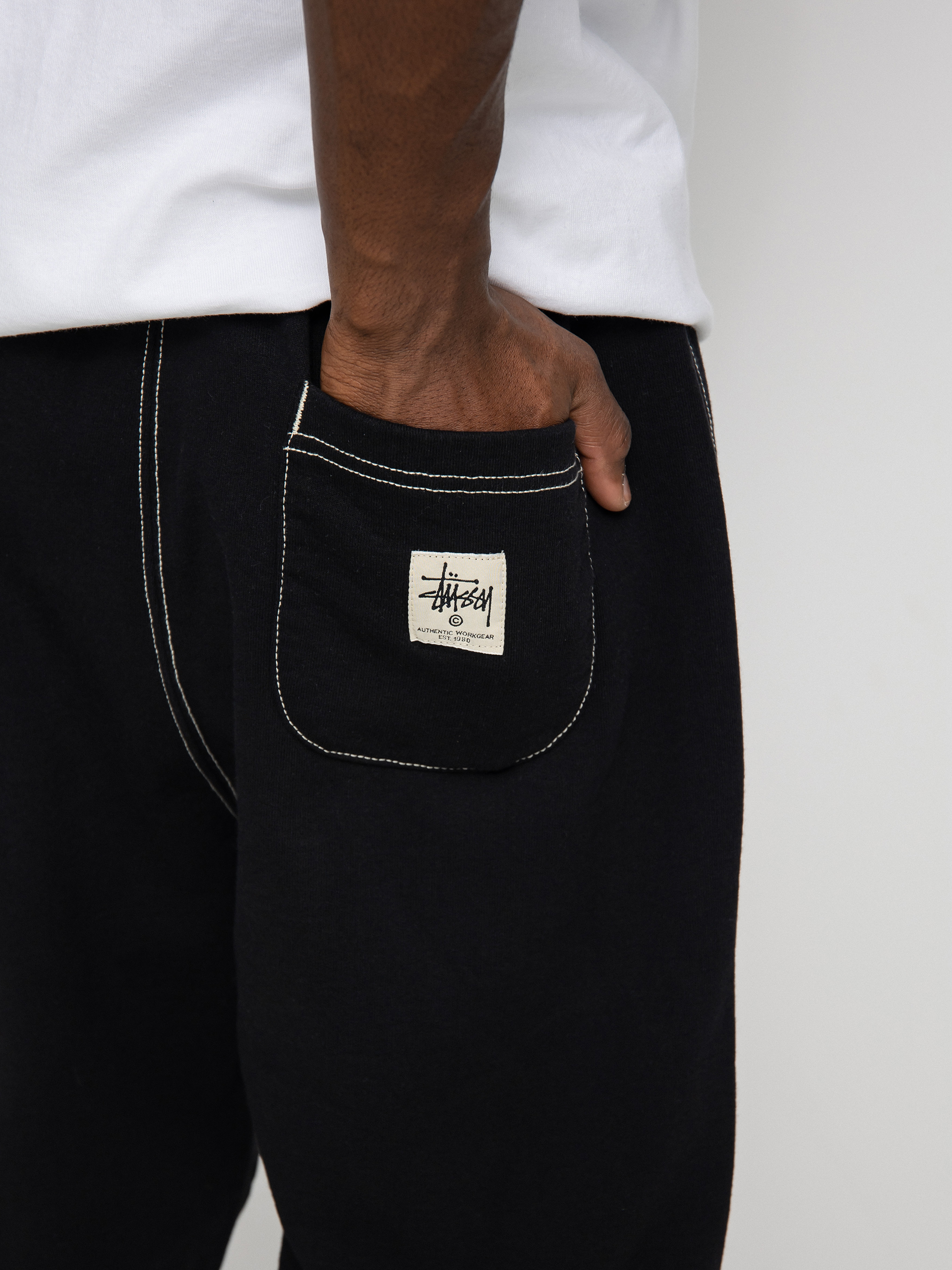Stussy Contrast Stitch Label Pants (black)