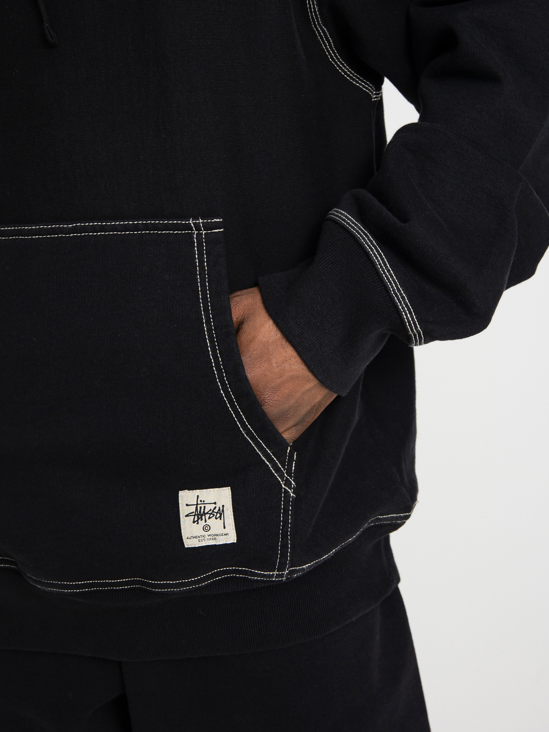 Stussy Contrast Stitch Label HD Hoodie (black)