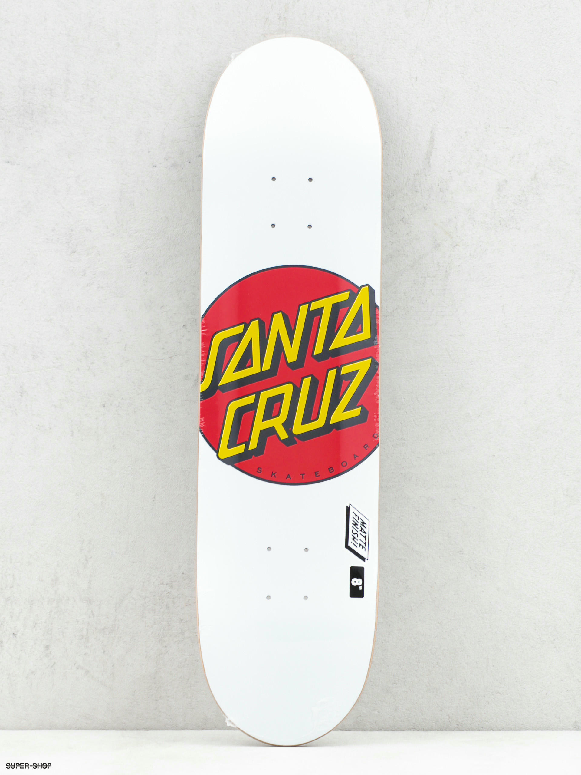 8" Santa Cruz Classic Dot White Skateboard Deck 