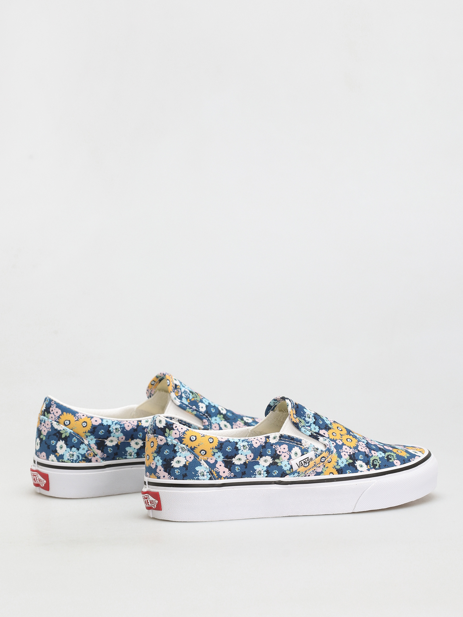 Womens Vans Shoes Vans Slip On Blue Flower Vans Classic Slip On