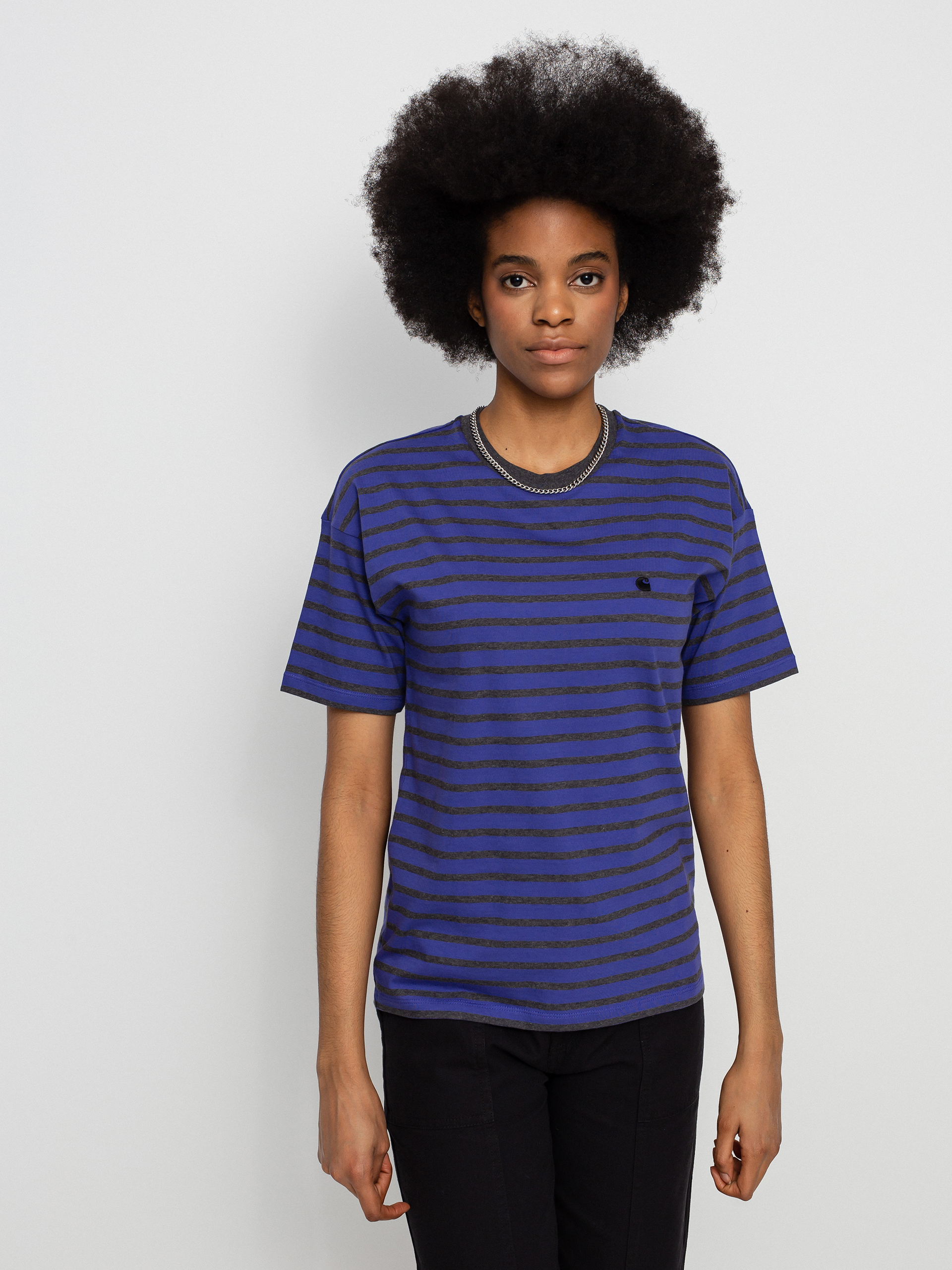 Carhartt WIP Robie T-shirt Wmn (robie stripe/razzmic/stormcloud heather)