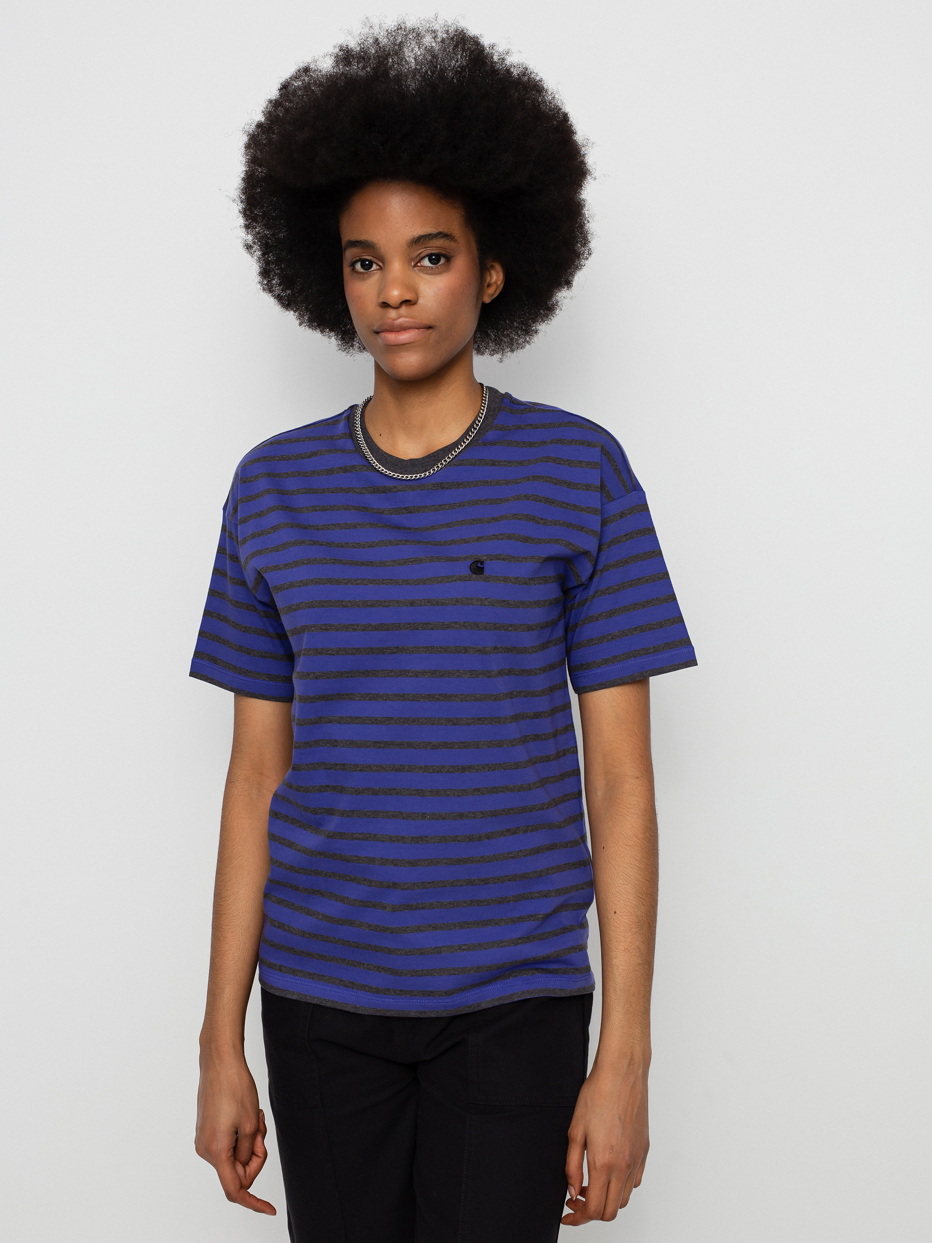 Carhartt WIP Robie T-Shirt Wmn (robie stripe/razzmic/stormcloud heather)