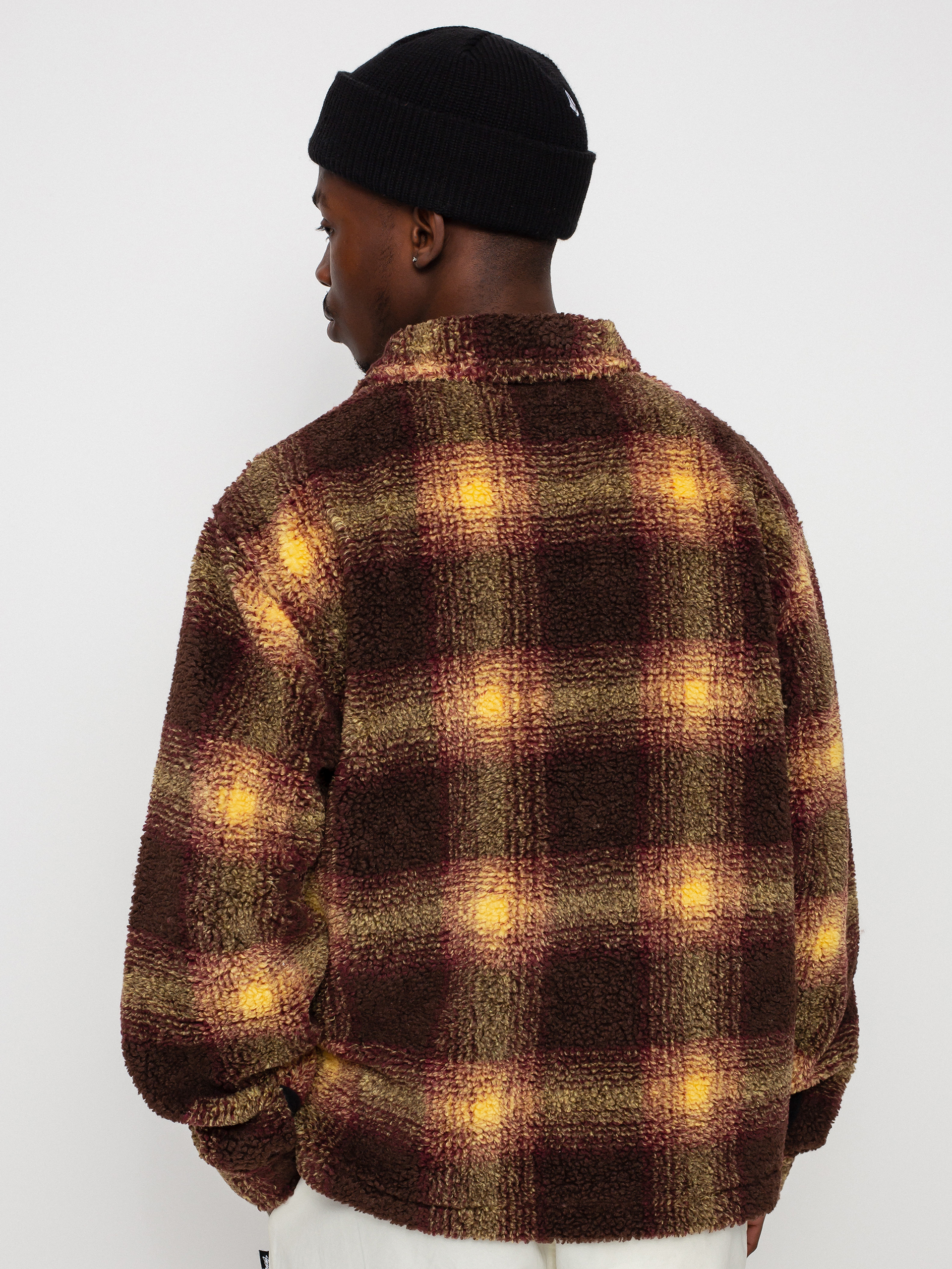 Stussy Shadow Plaid Sherpa Jacket (brown)