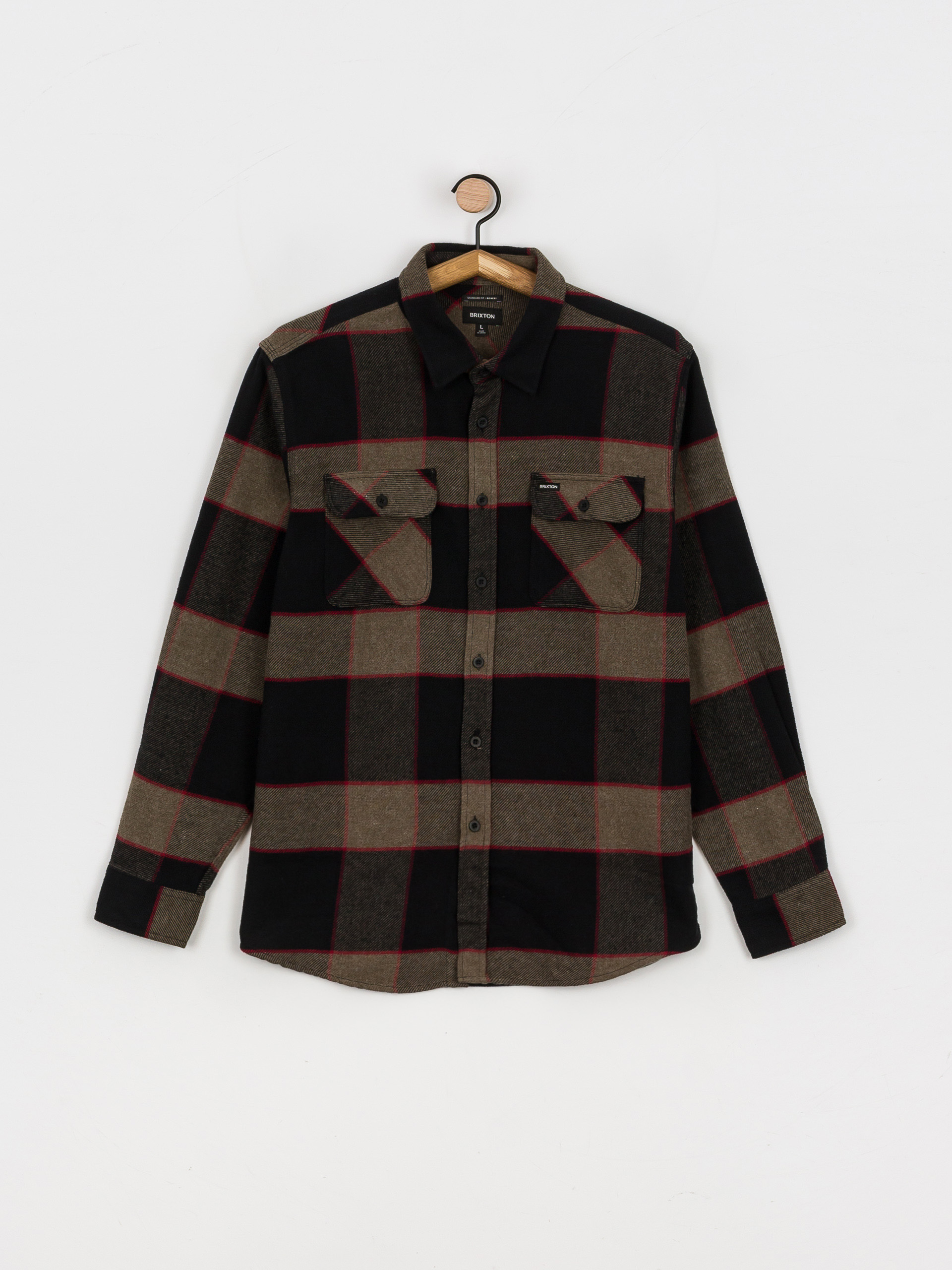 Brixton Bowery Flannel Ls Hemd (heather grey/charcoal)