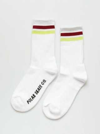 Polar Skate Stripe Socks (white/rich red/chartreuse)