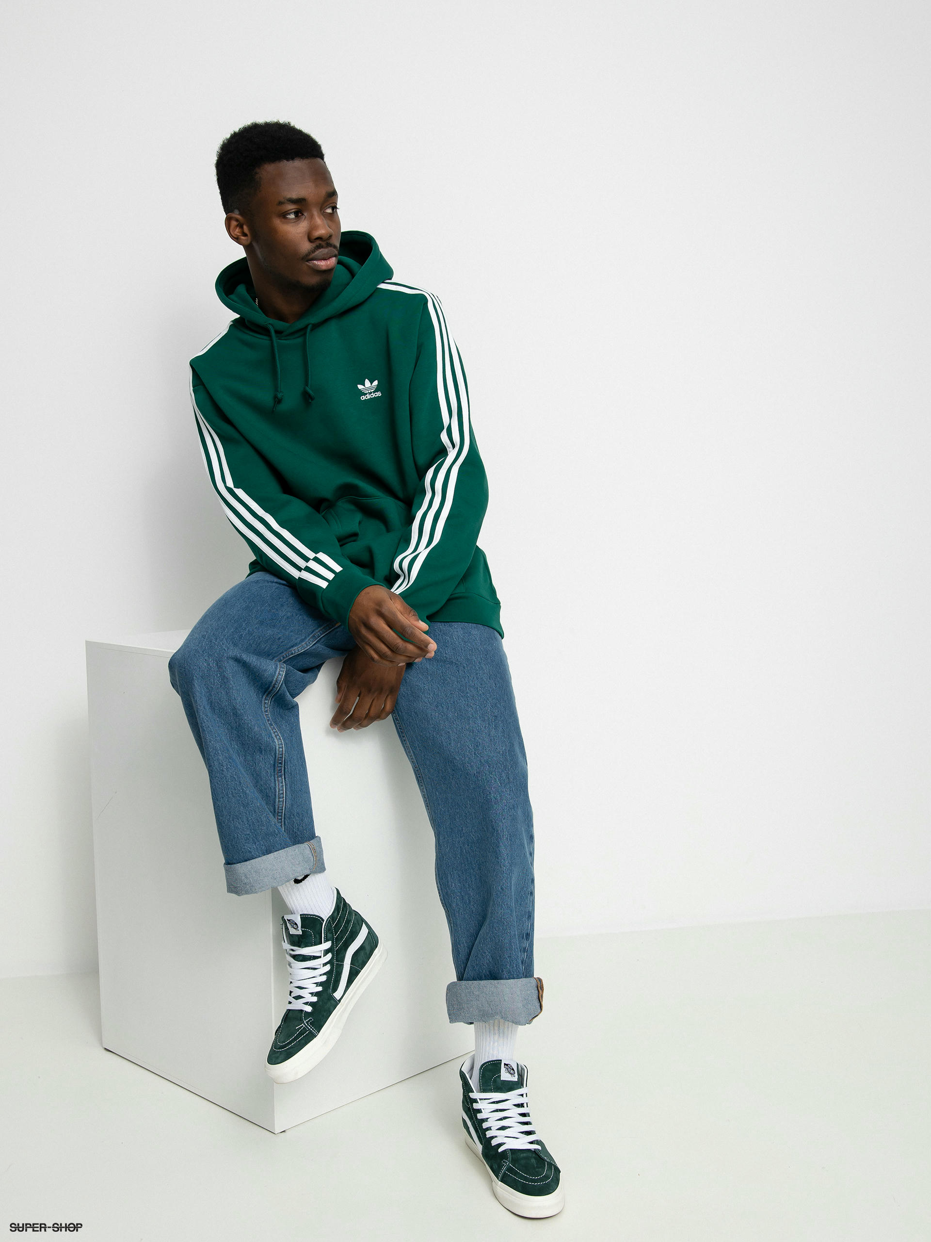 Adidas hoodie with shop stripes on sleeves