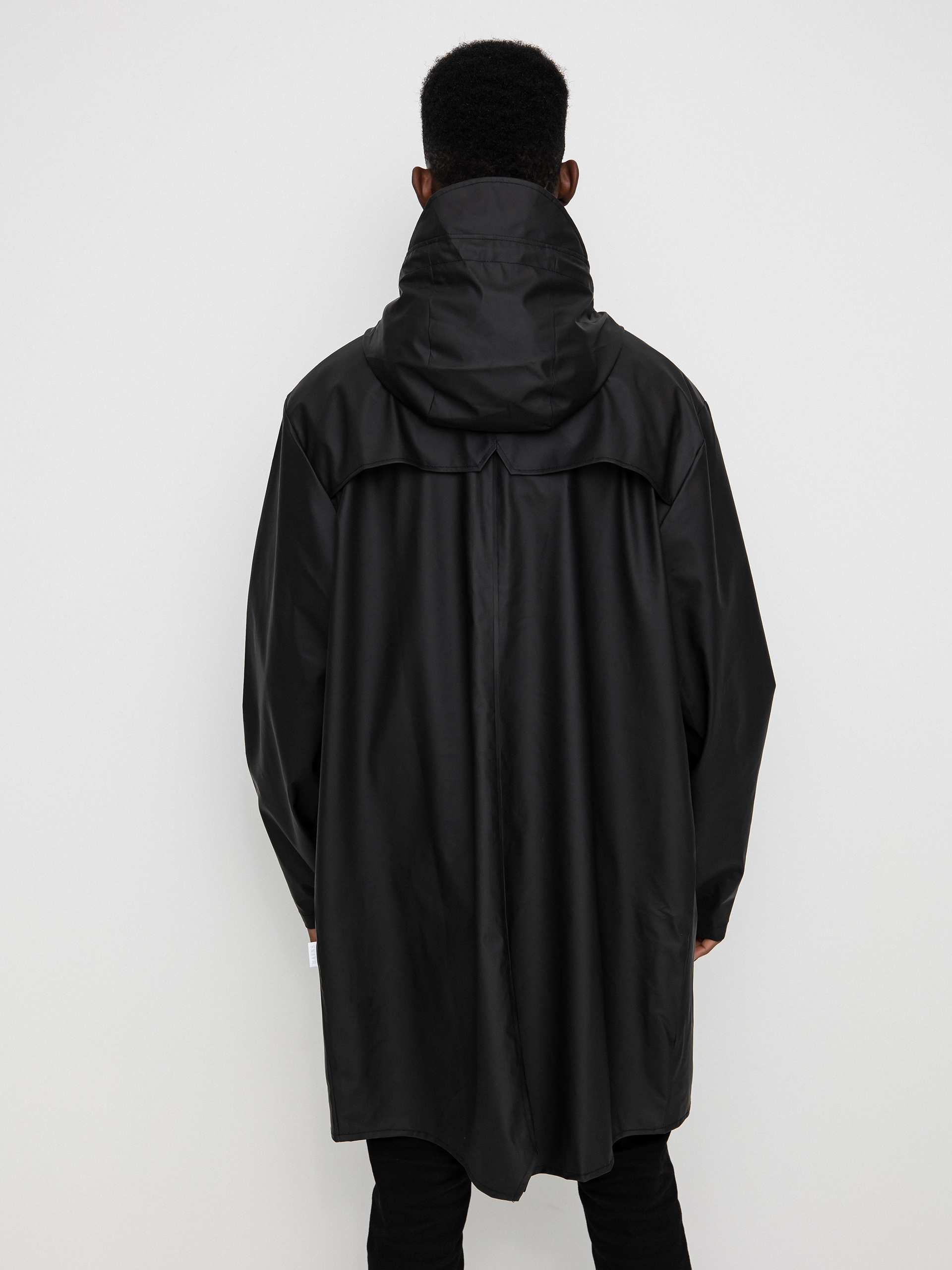 Rains long jacket on sale black