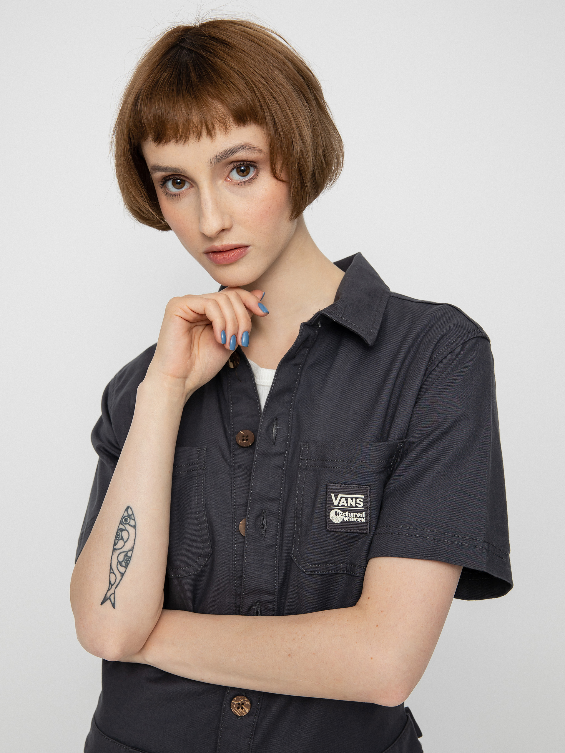 Womens Vans Textured Waves Overall (jumper asphalt)