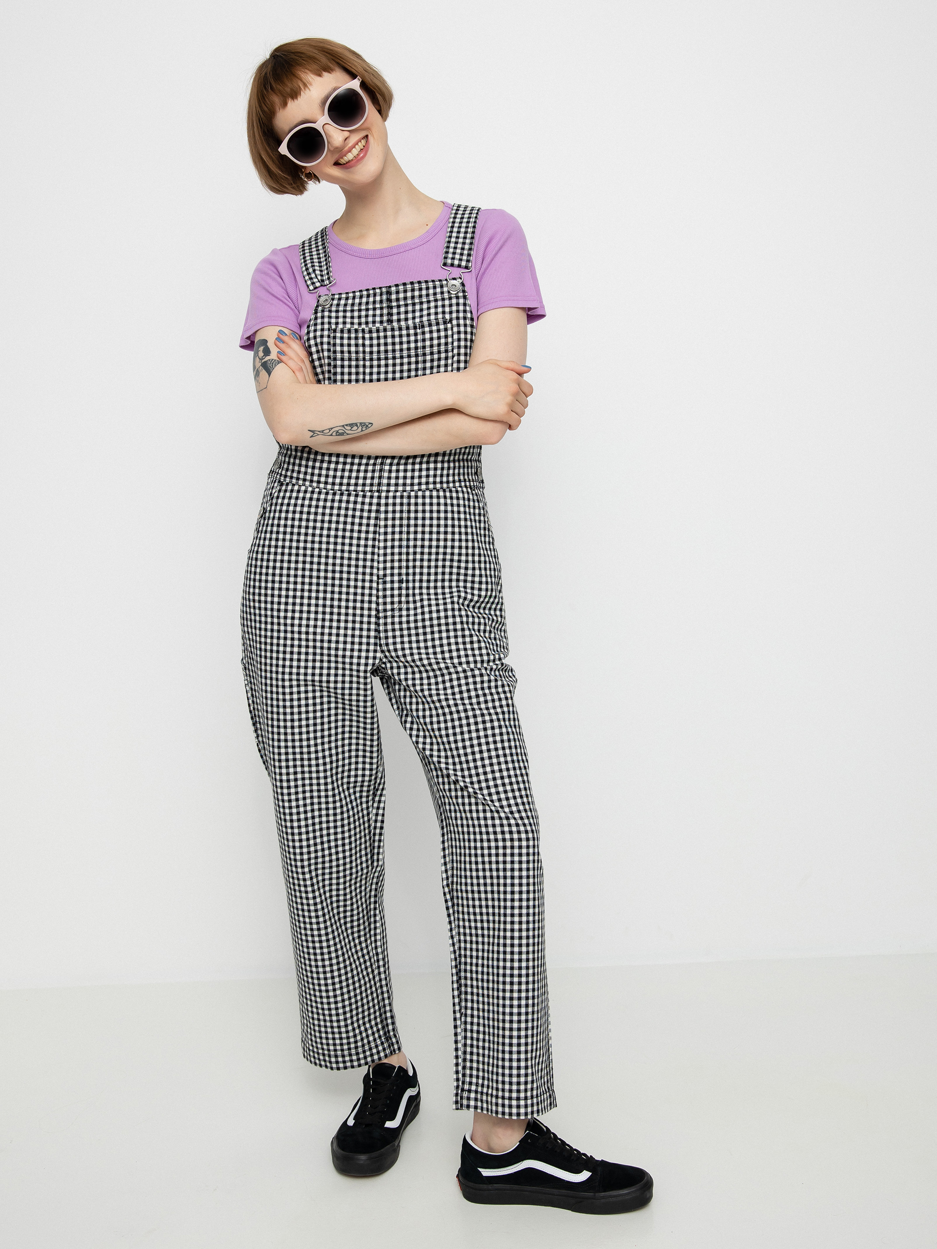 Brixton Christina Crop Overall Hose Wmn (black gingham)