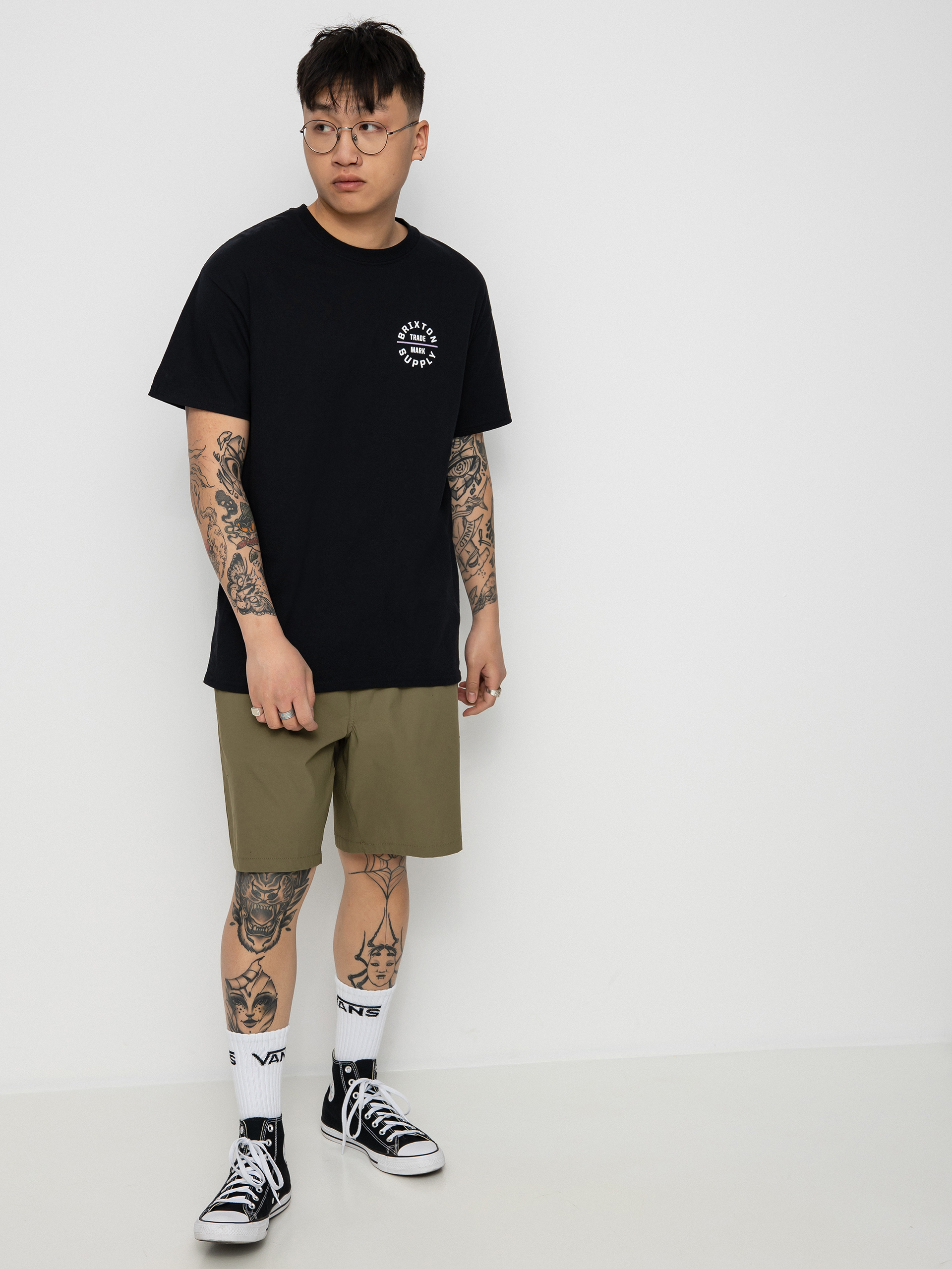 Brixton Oath V T-shirt (black/orchid)