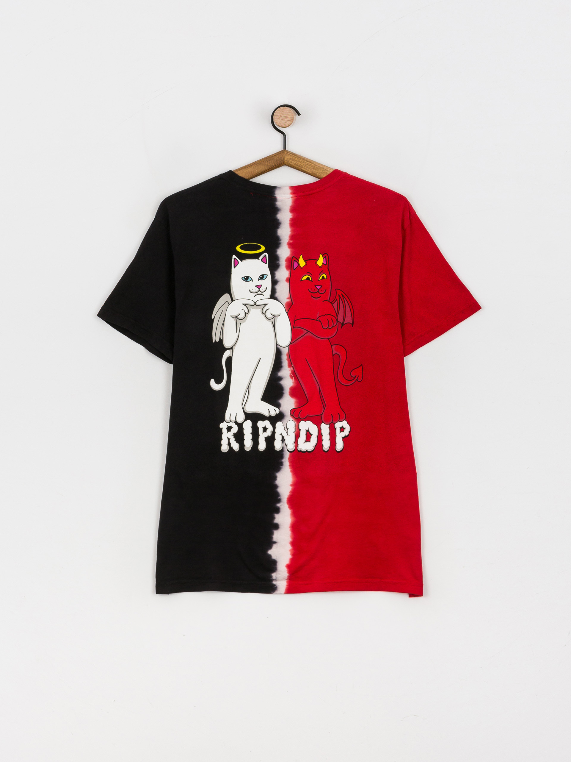 RipNDip Angel / Devil T-shirt (red/black split dye)