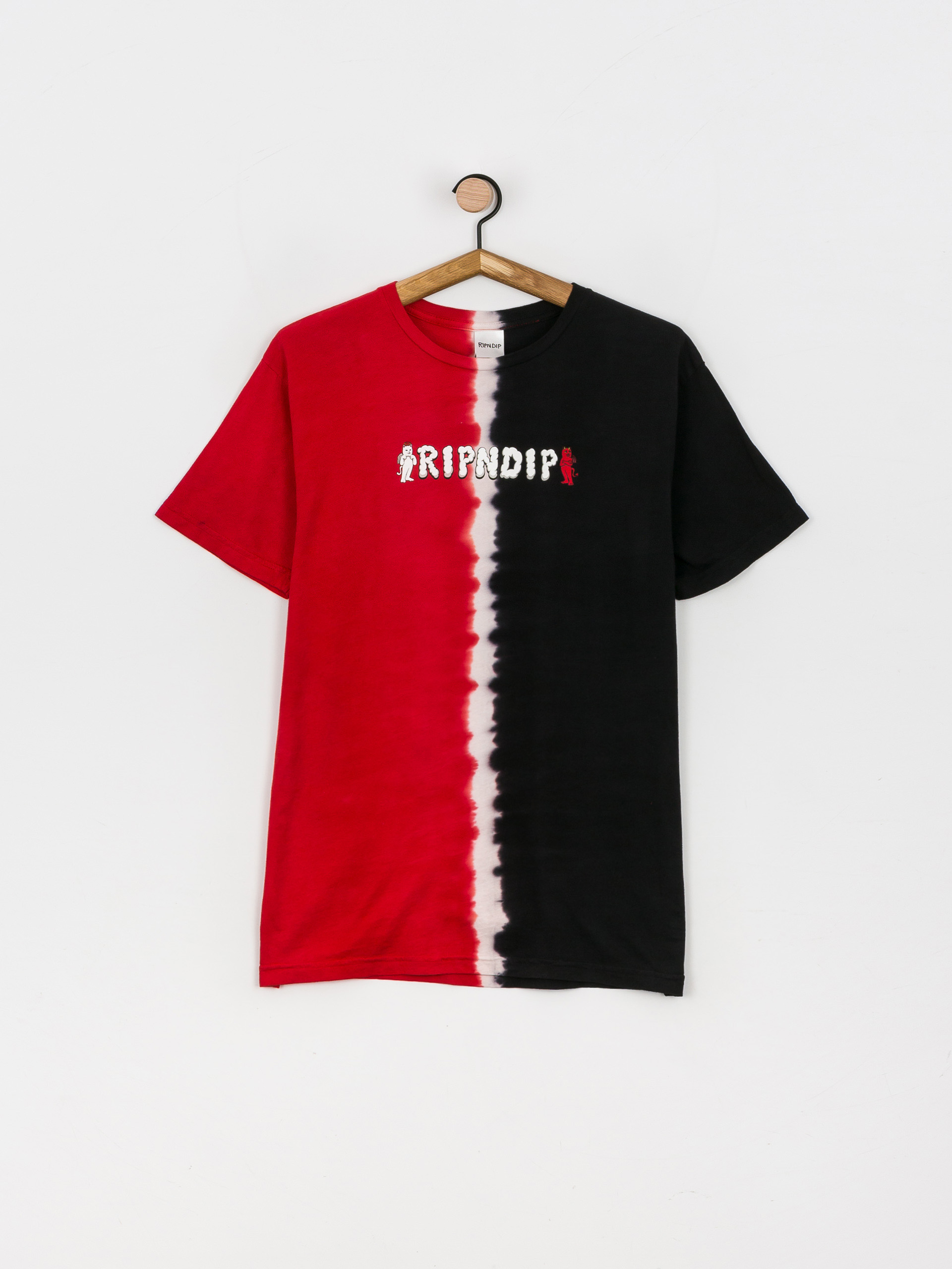 RipNDip Angel / Devil T-shirt (red/black split dye)