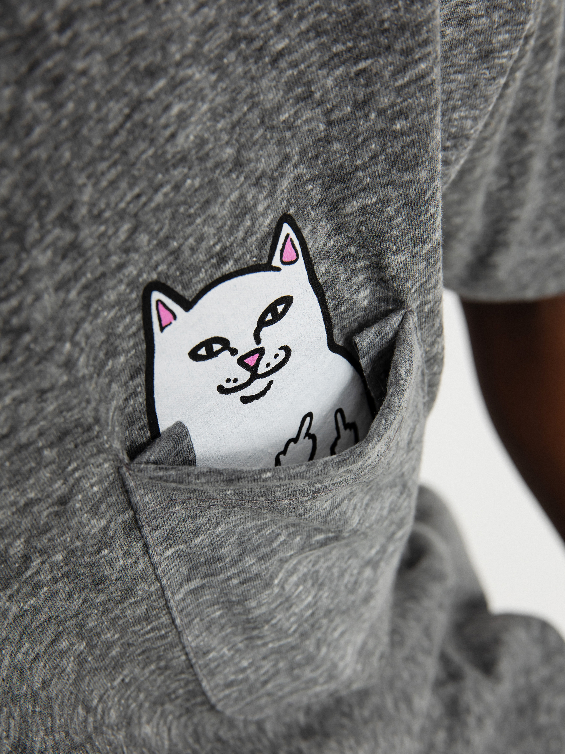 T shirt cat cheap in pocket flipping off