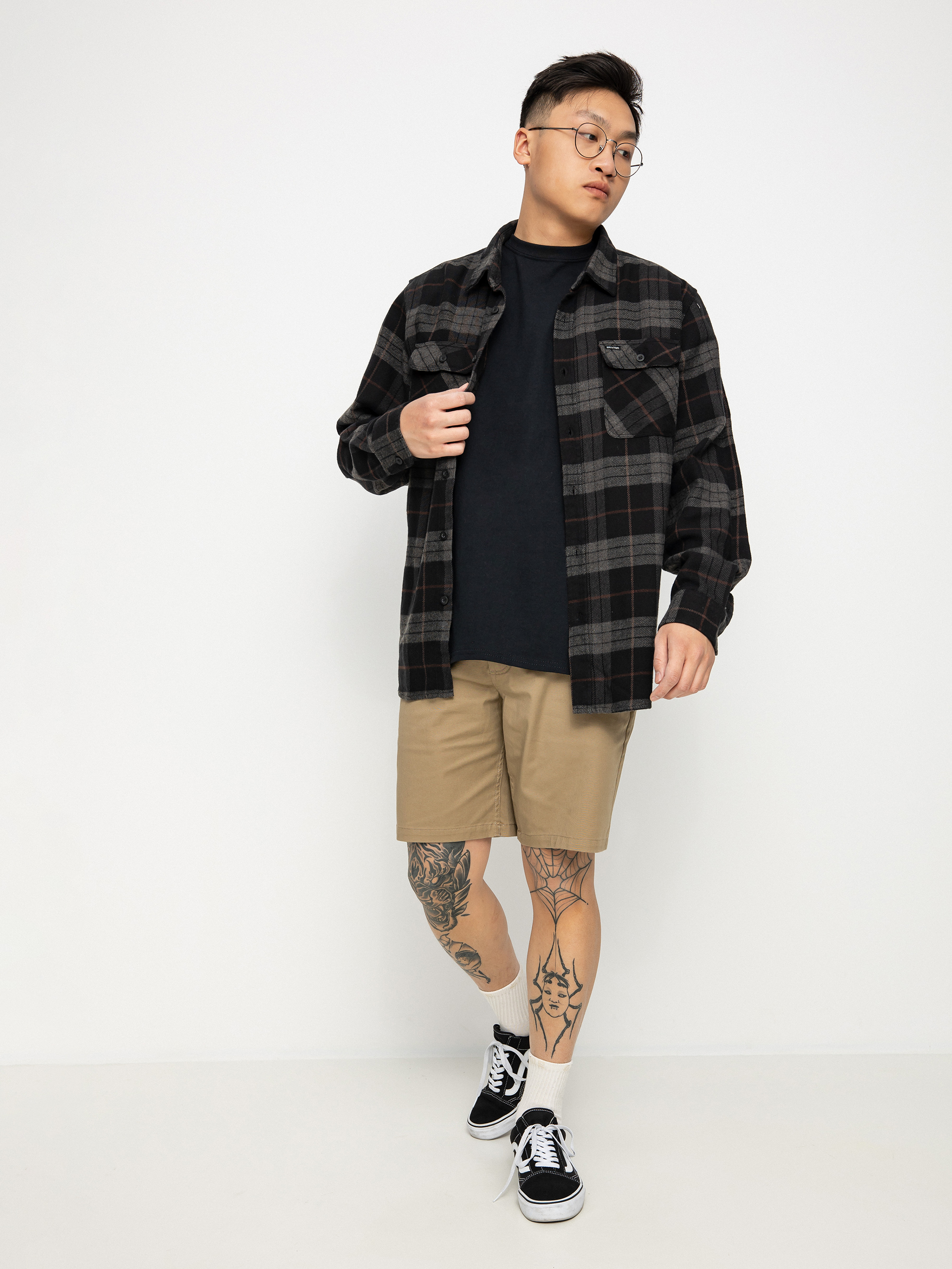 Brixton Bowery Flannel Hemd (black/charcoal)