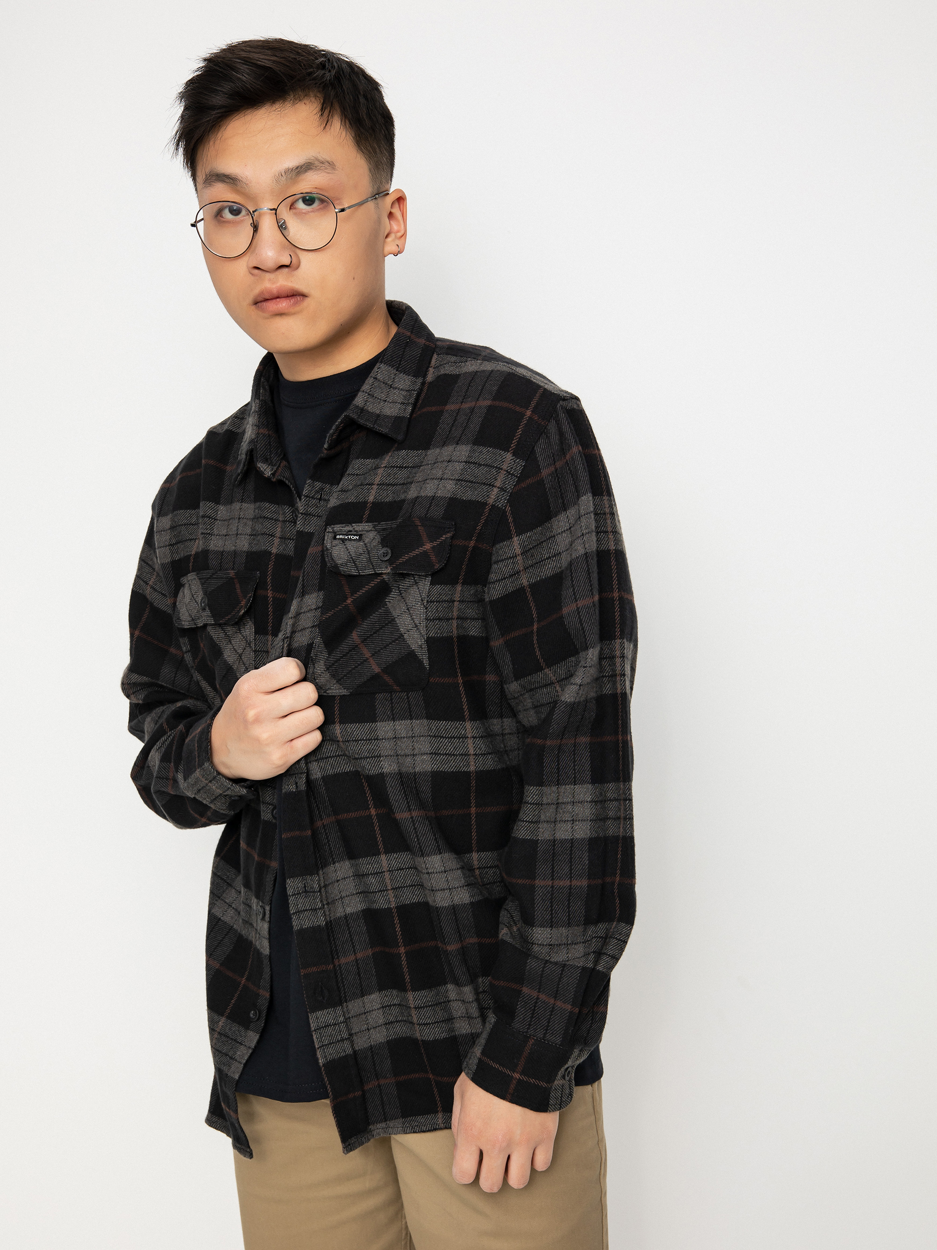 Brixton Bowery Flannel Hemd (black/charcoal)
