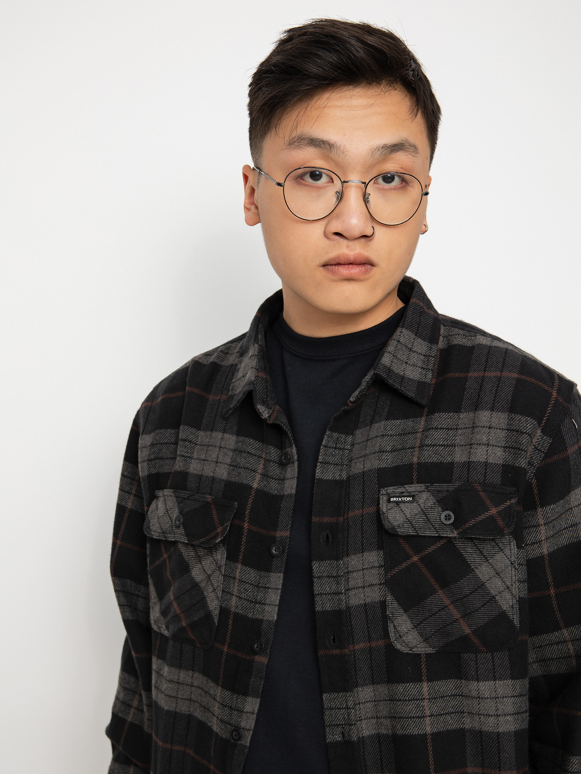 Brixton Bowery Flannel Hemd (black/charcoal)