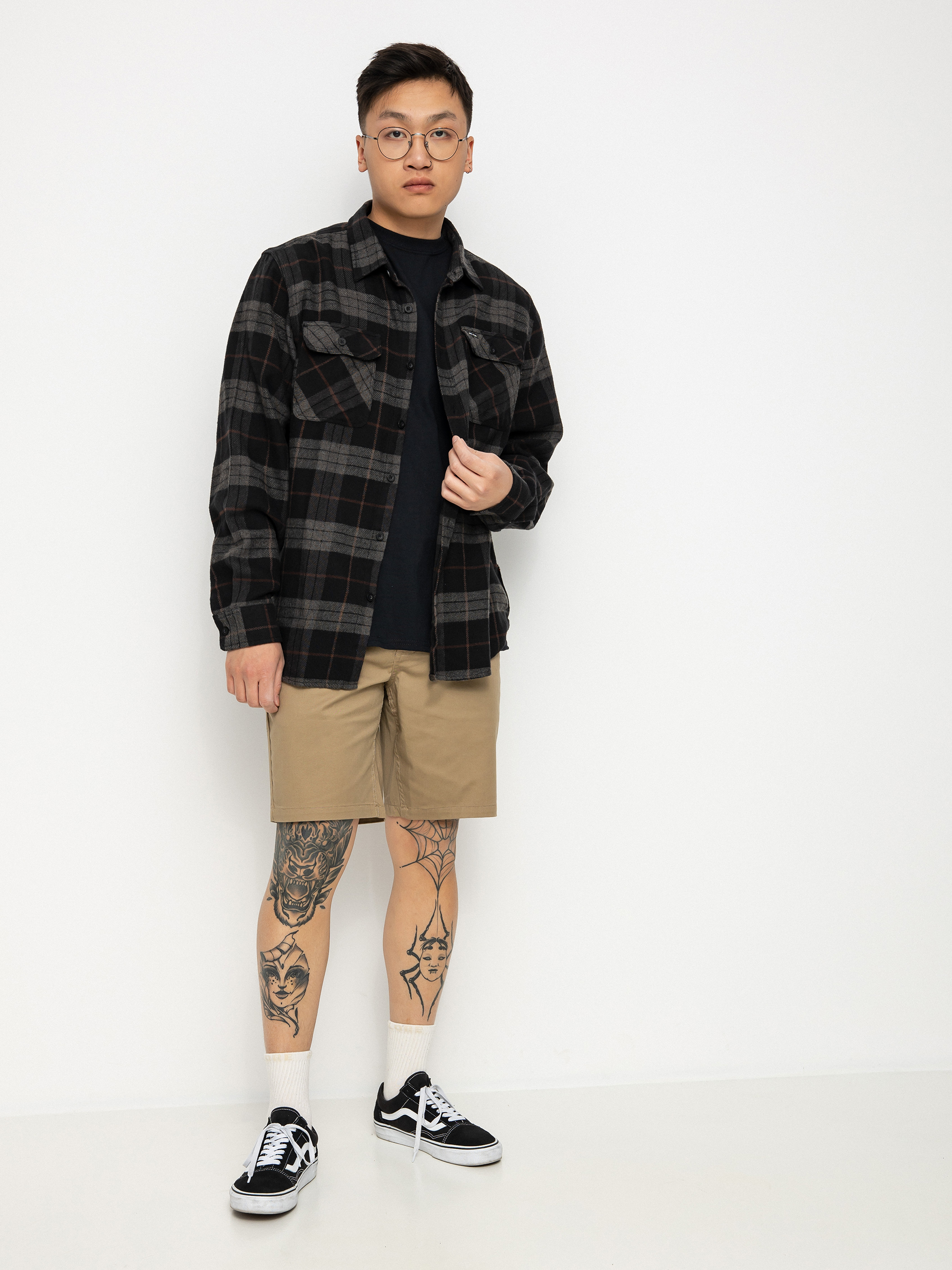 Brixton Bowery Flannel Hemd (black/charcoal)