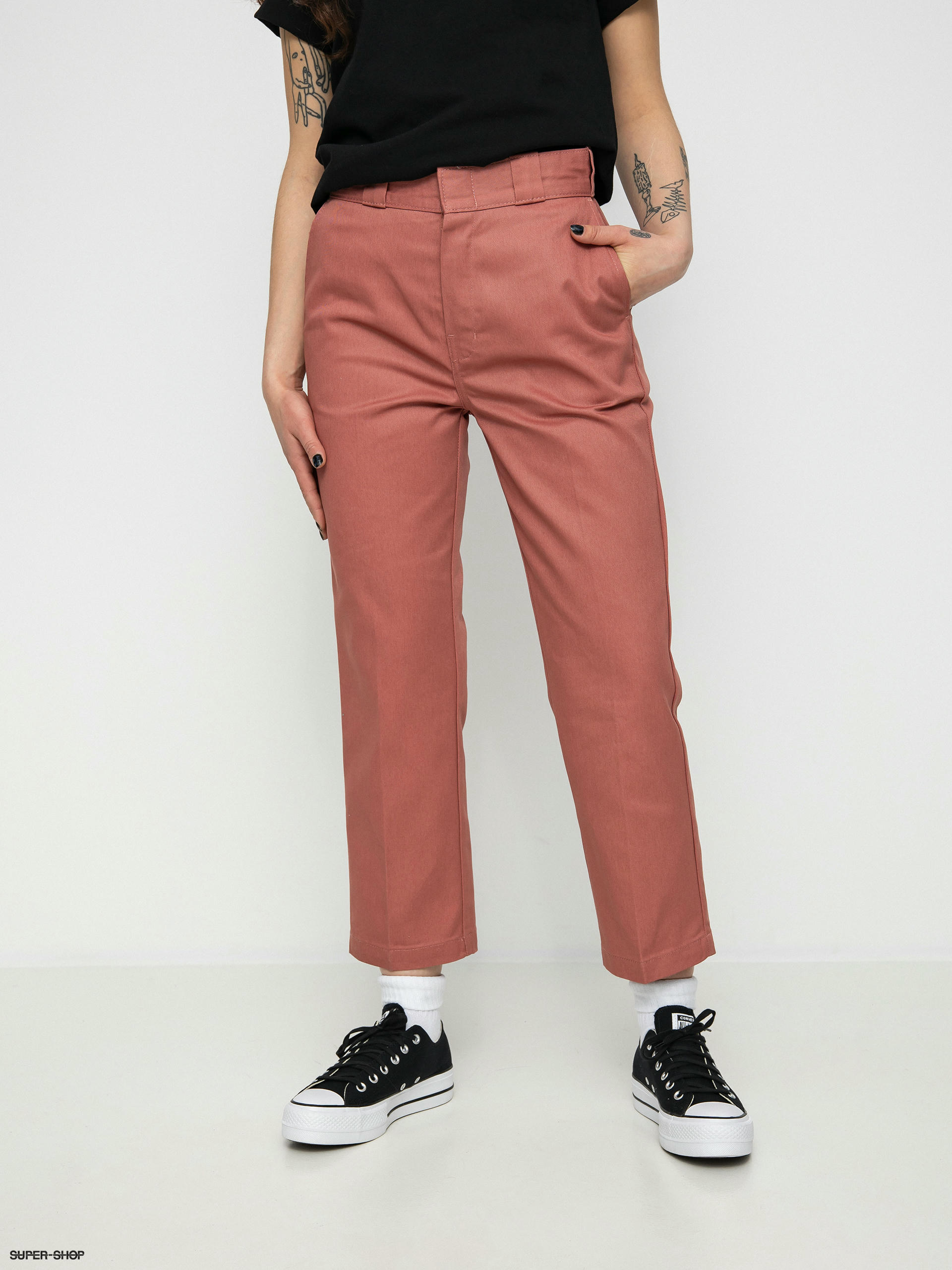Dickies 874 Cropped Work Trousers In White for Women