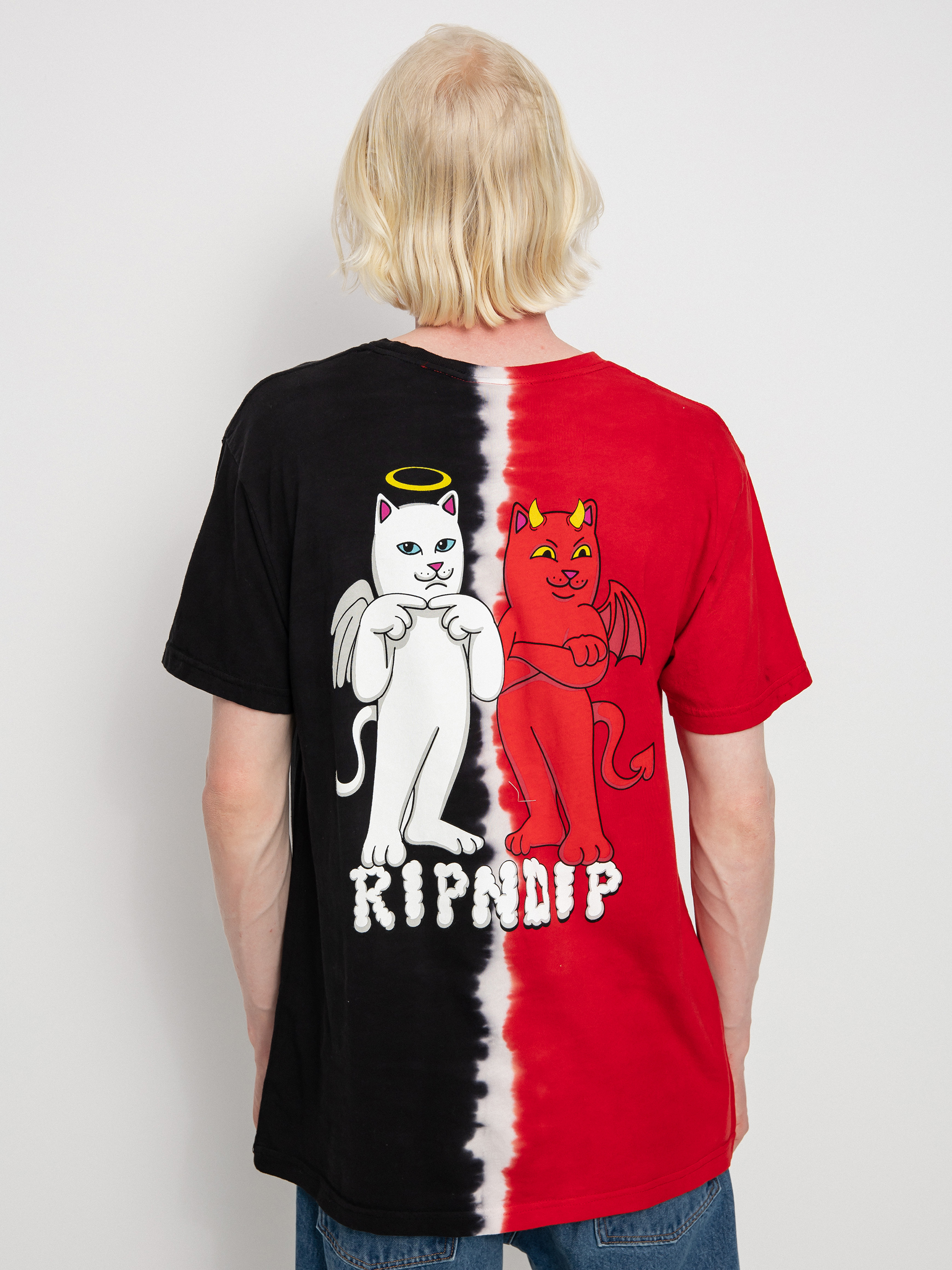 RipNDip Angel / Devil T-shirt (red/black split dye)