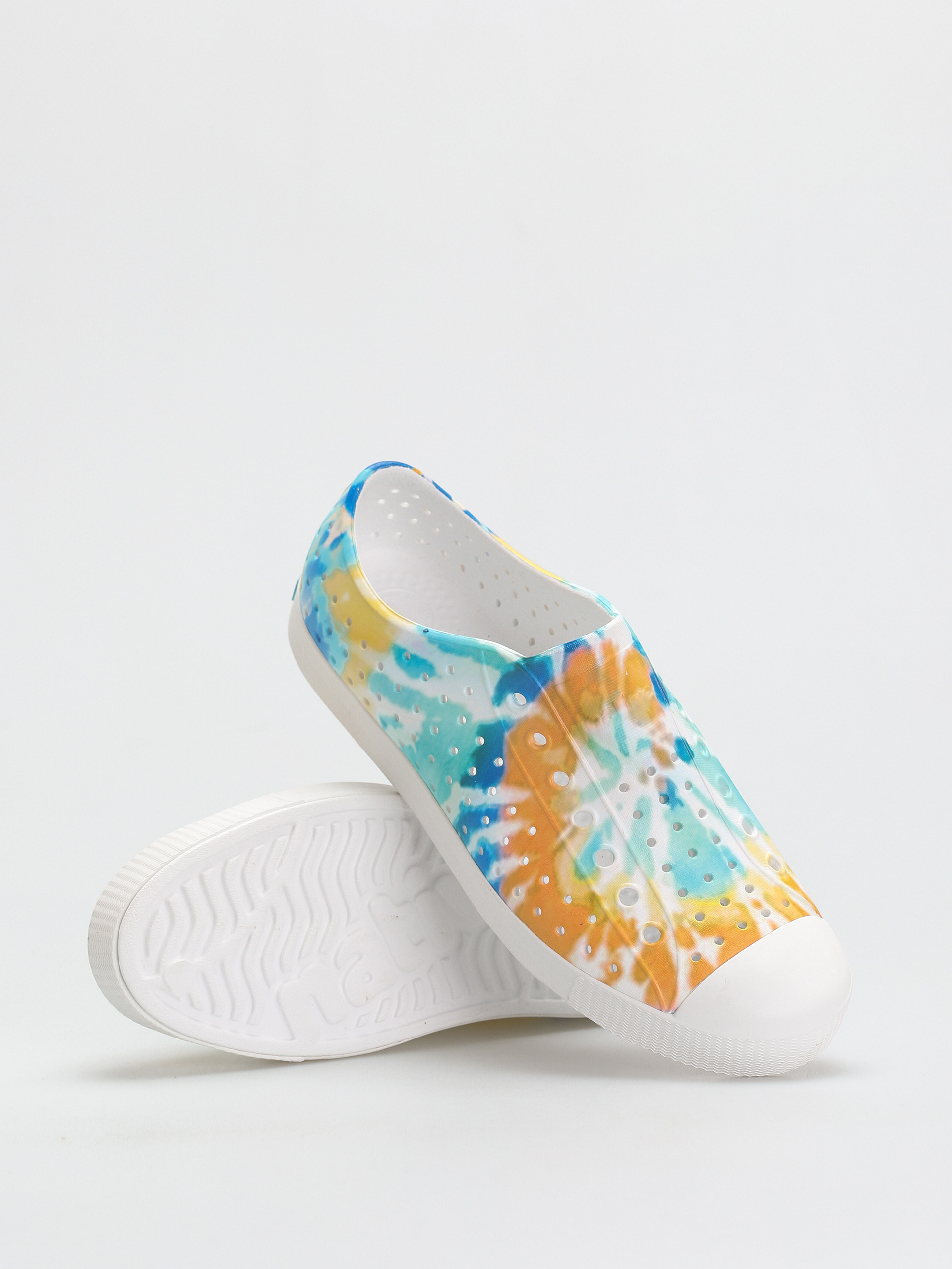 Native Jefferson Print Shoes (shell white/shell white/orange tie dye)