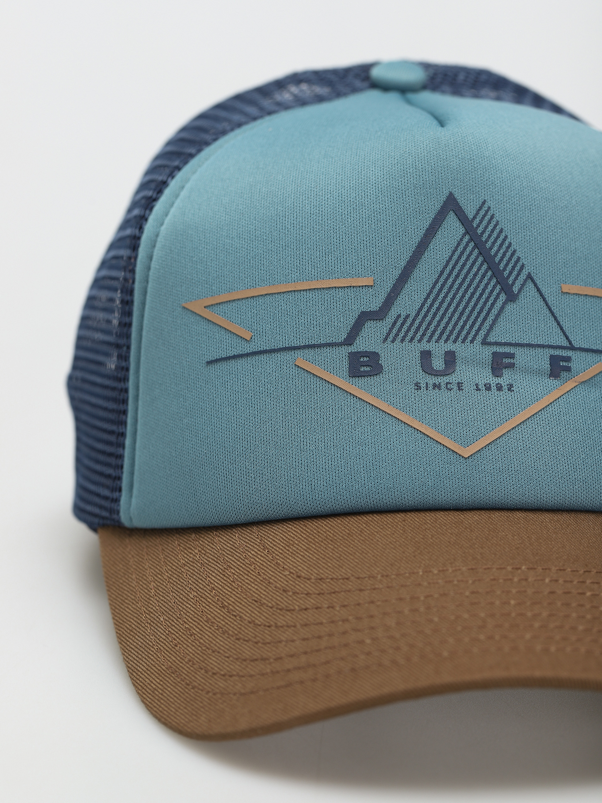 buff trucker cap brak stone blue