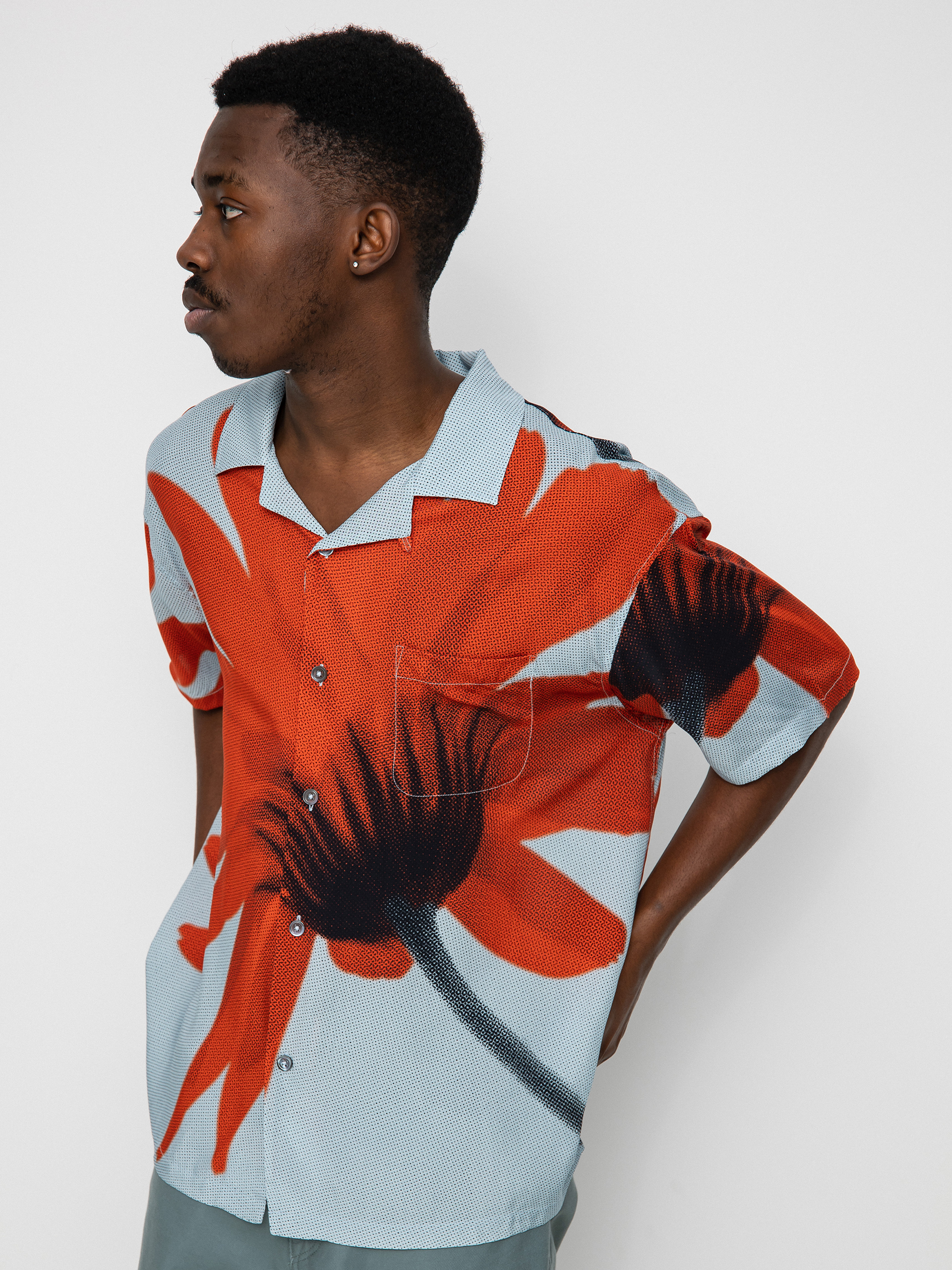 Stussy Halftone Flower Shirt - multicolor (light blue)