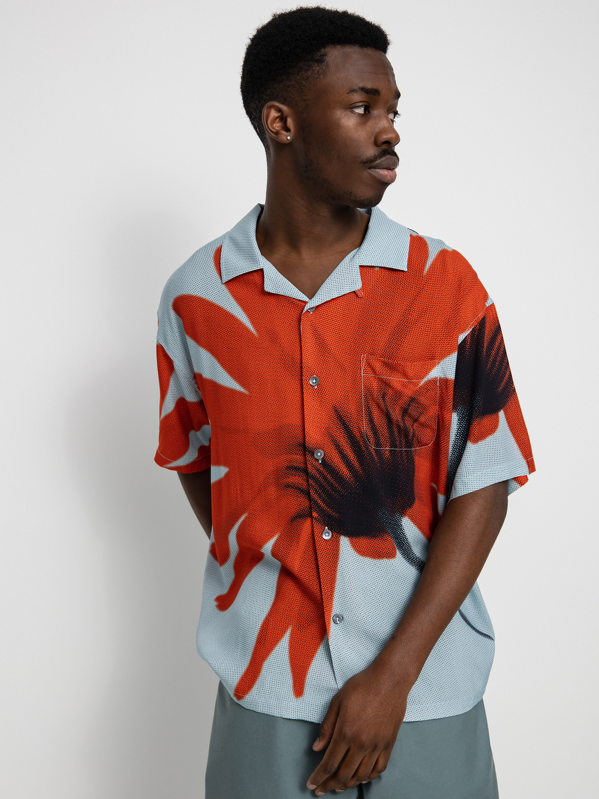 Stussy Halftone Flower Shirt - multicolor (light blue)