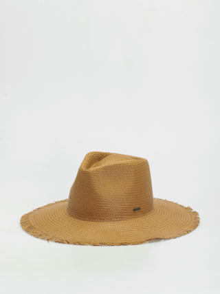 Brixton Jo Straw Frayed Fedora Hat (copper)