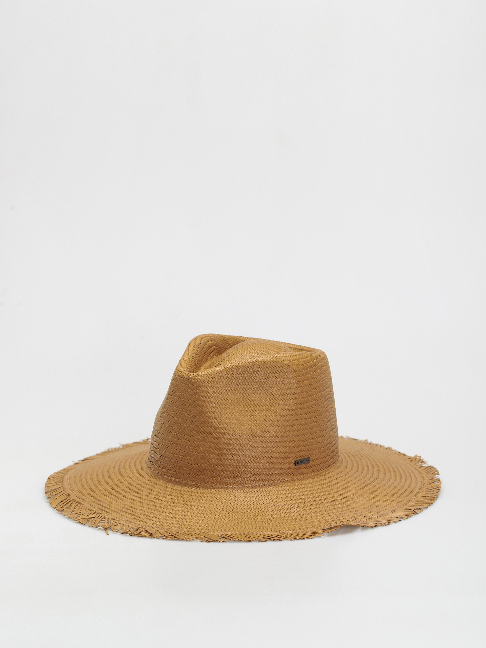 Brixton Jo Straw Frayed Fedora Hat (copper)