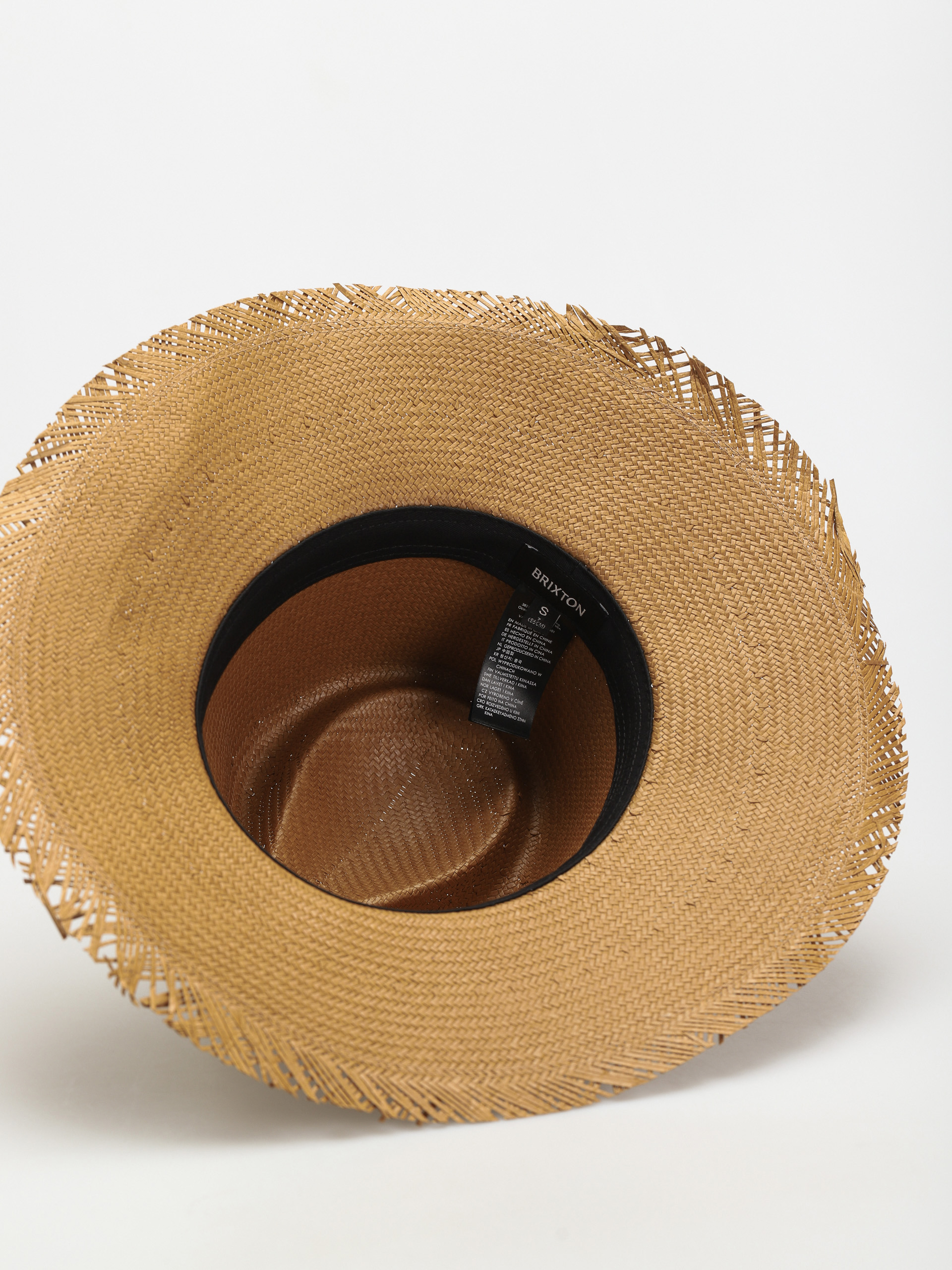 Brixton Jo Straw Frayed Fedora Hat (copper)