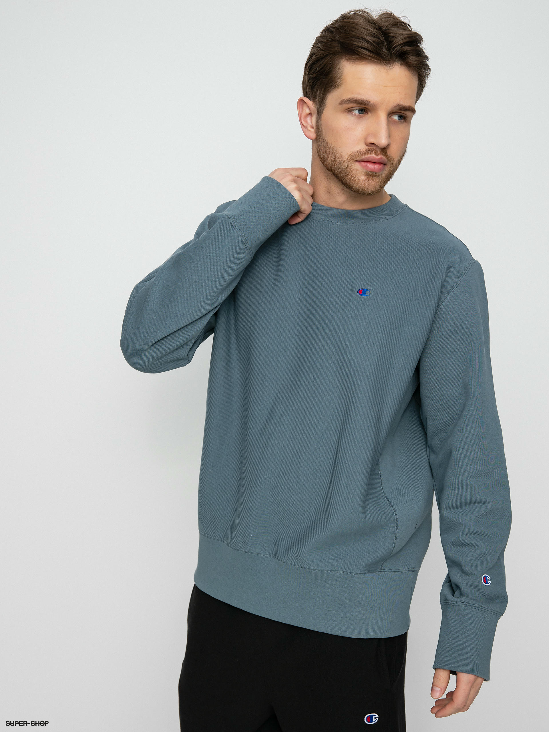 light blue champion crewneck sweatshirt