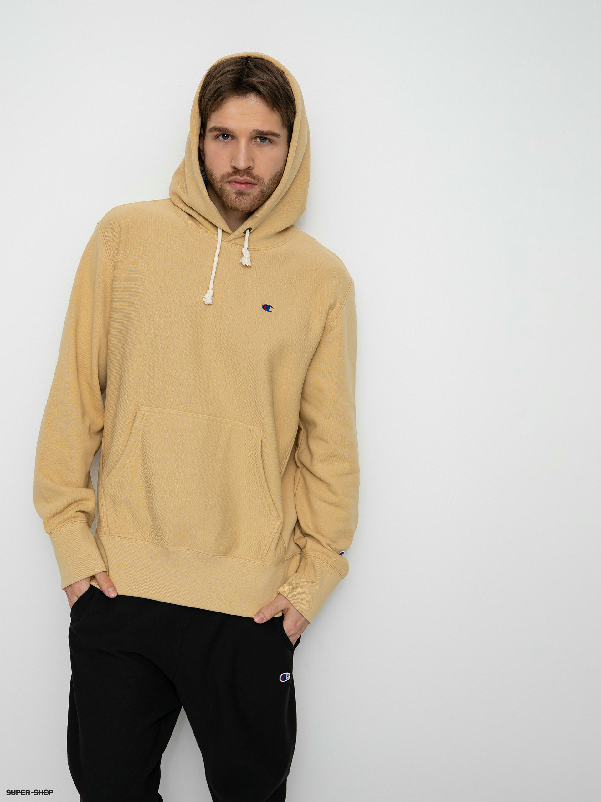 sand color champion hoodie