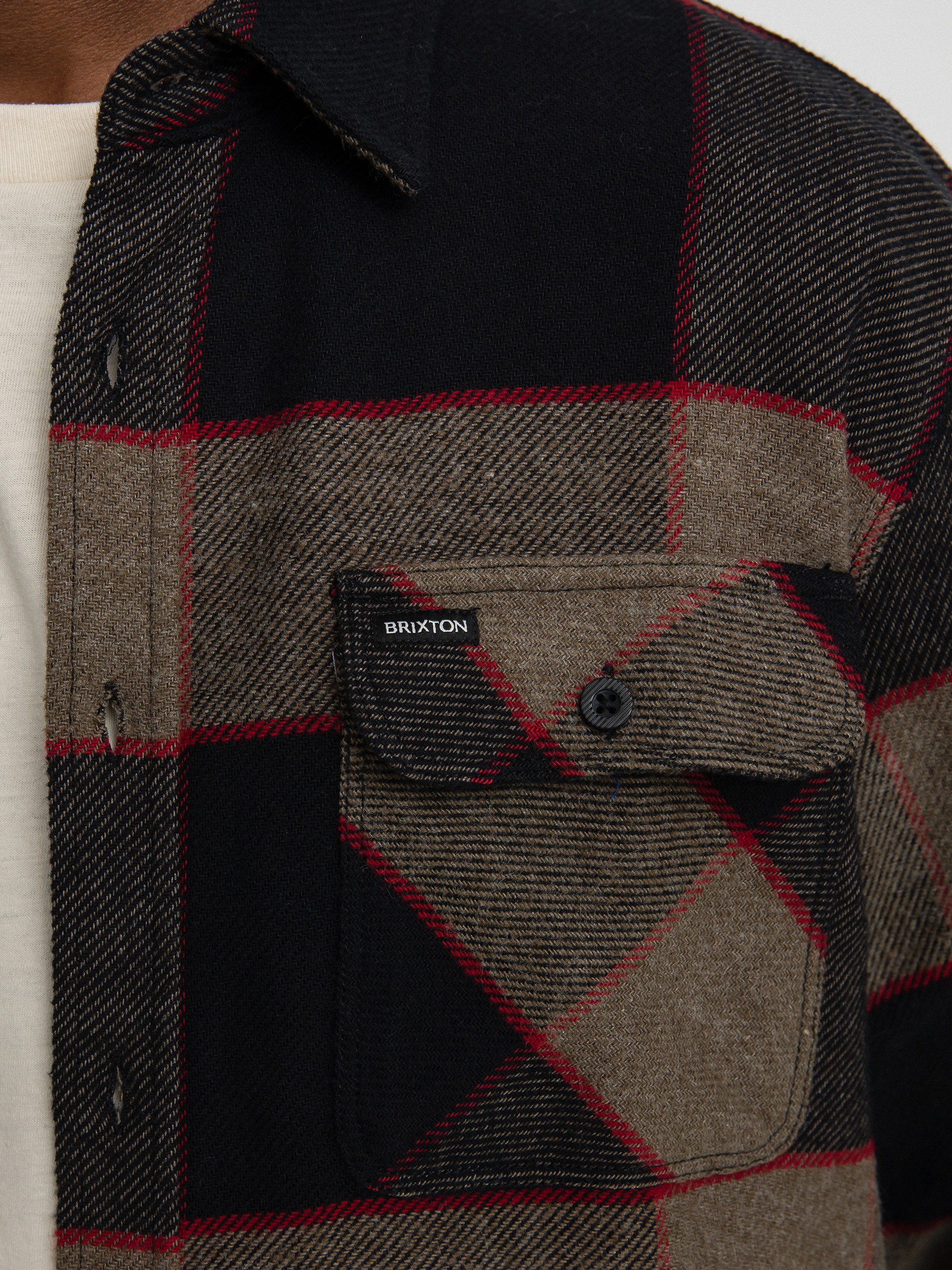 Brixton Bowery Flannel Ls Hemd (heather grey/charcoal)
