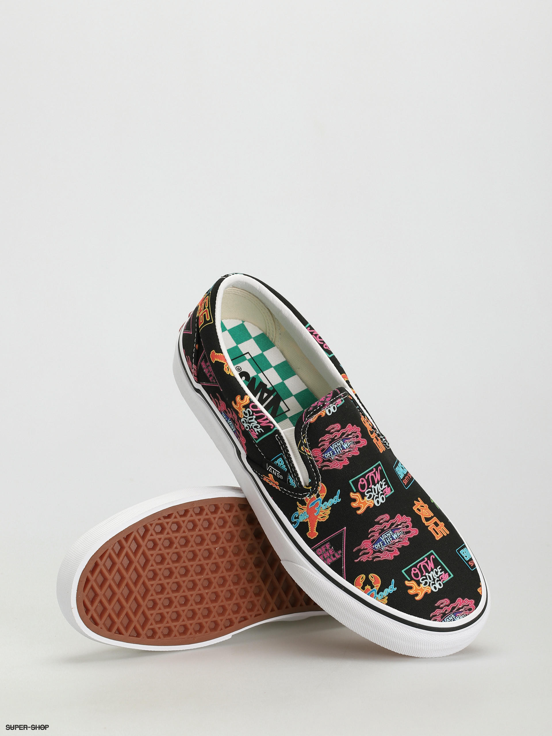 vans slip ons neon