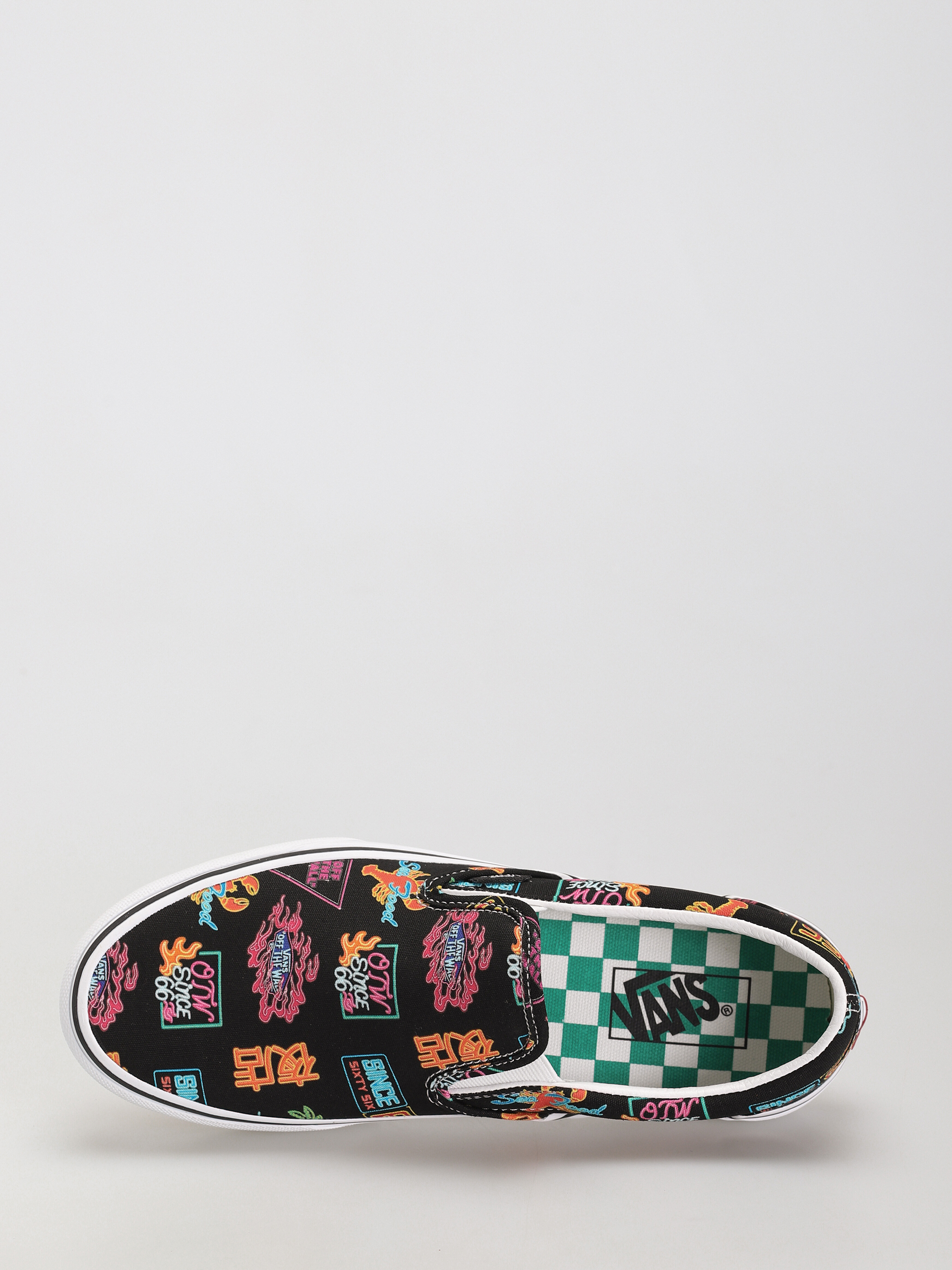 Vans Classic Slip On Shoes (vans market/black/neon)