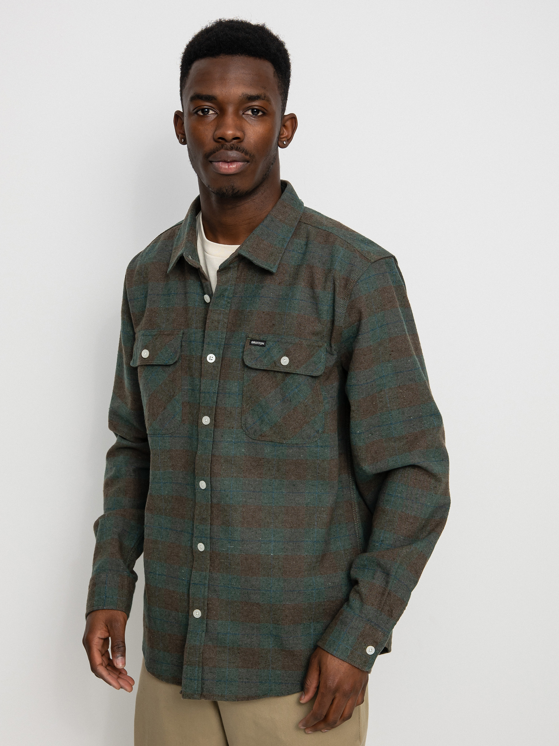 Brixton Bowery Flannel Ls Hemd (ocean)