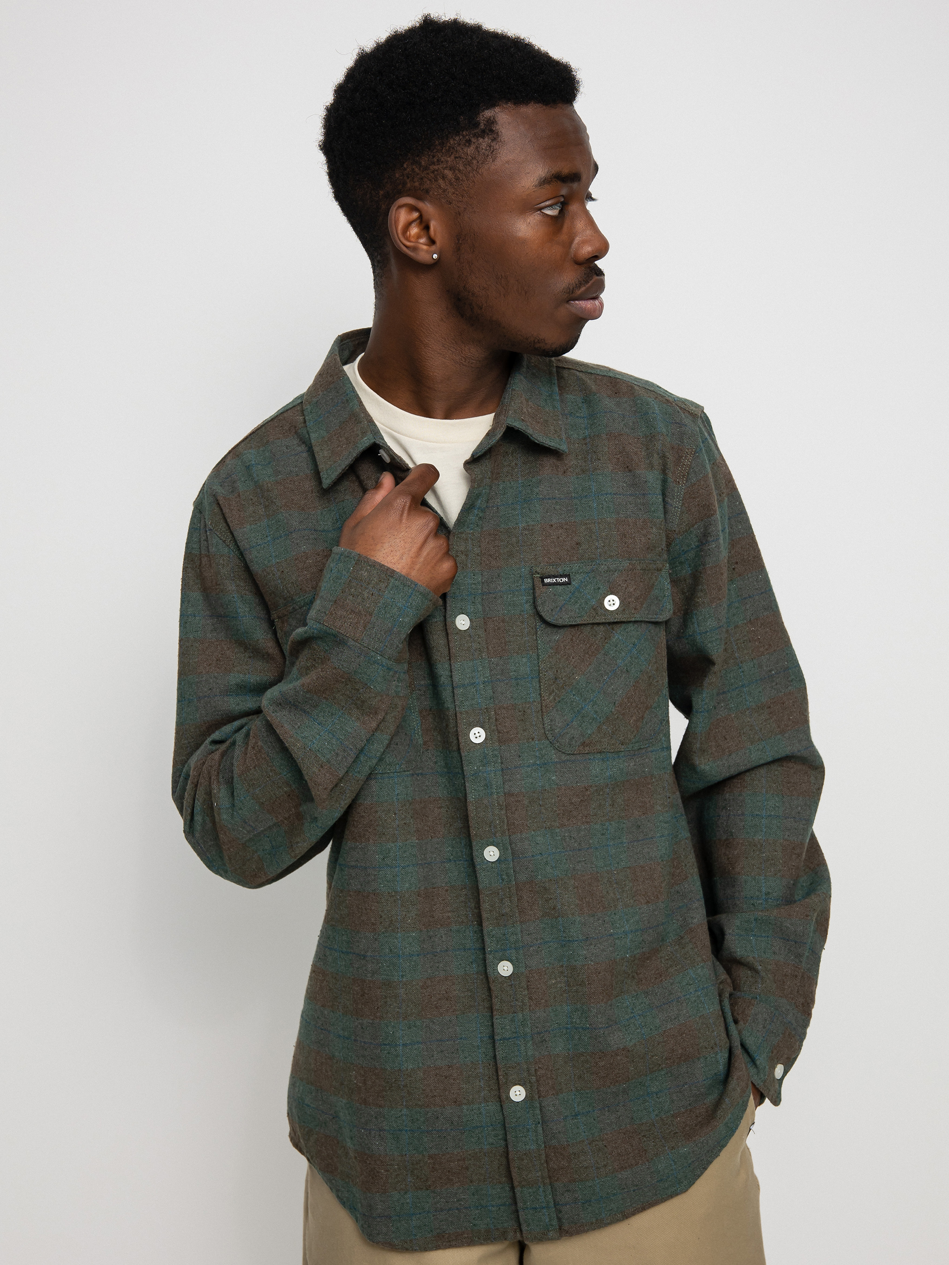 Brixton Bowery Flannel Ls Hemd (ocean)