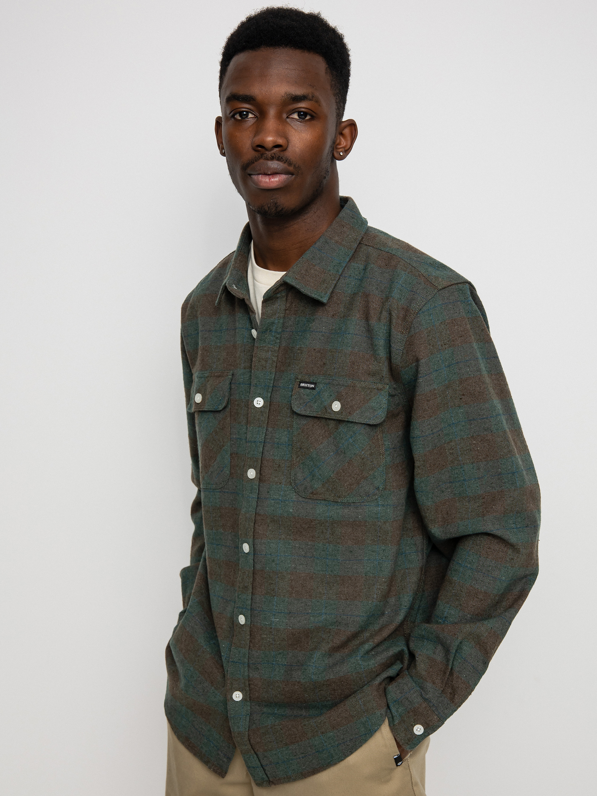 Brixton Bowery Flannel Ls Hemd (ocean)