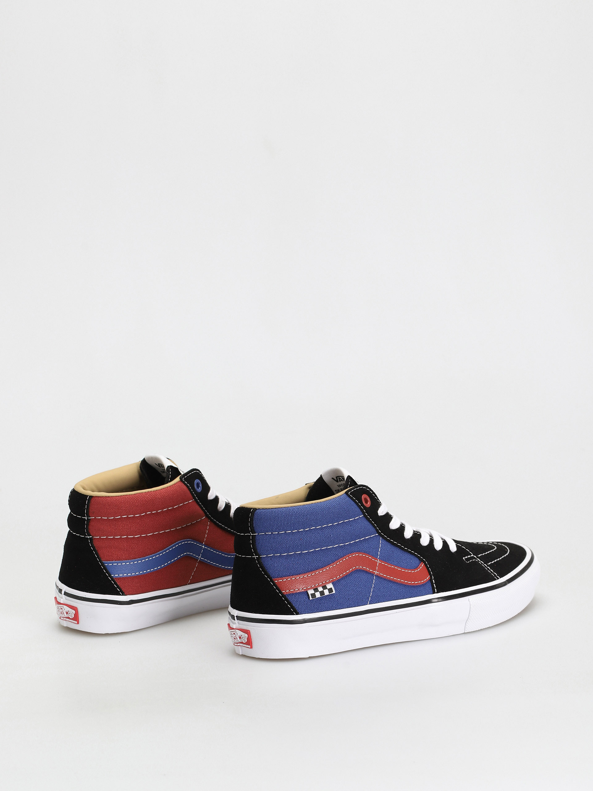 red blue and black vans